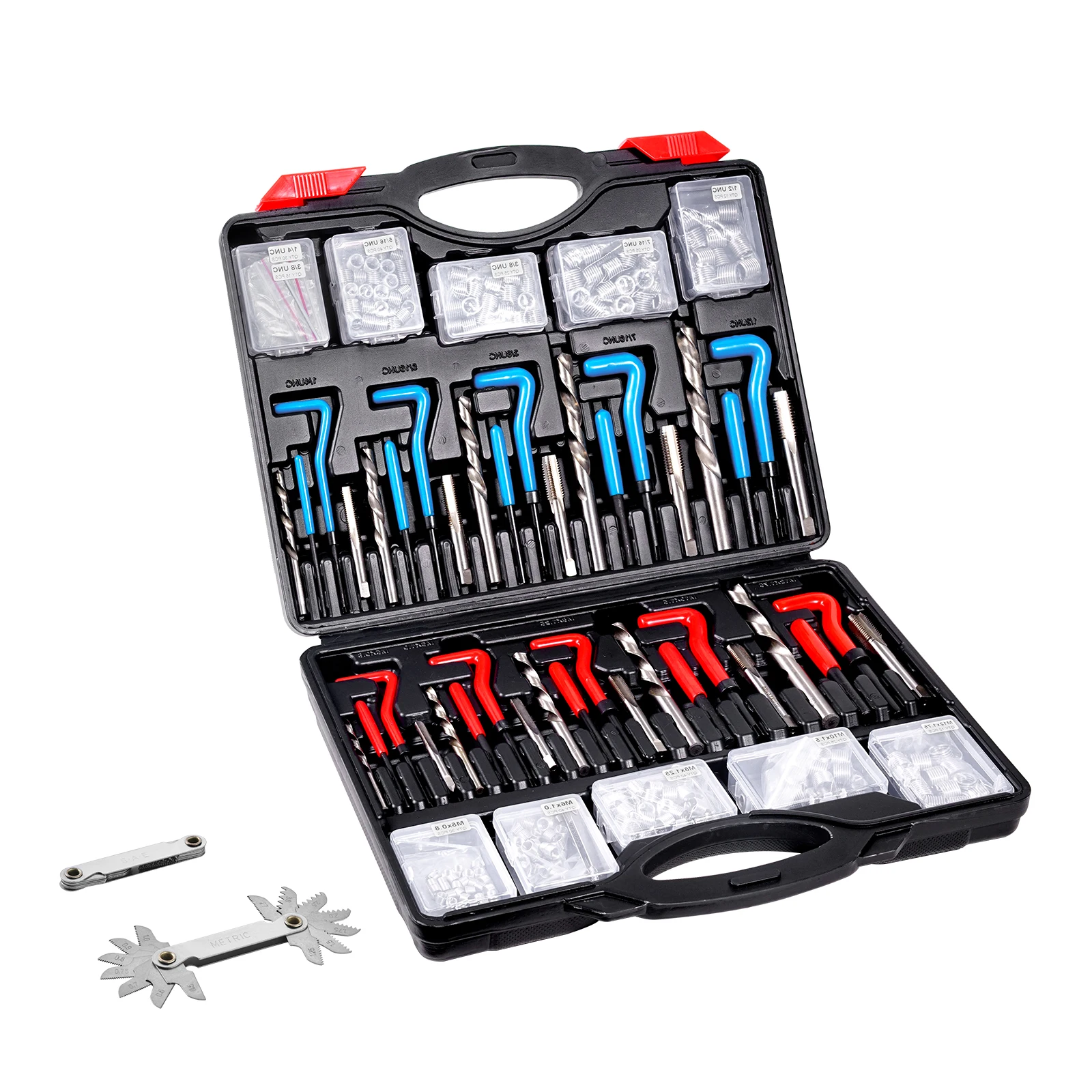 Helicoil Thread Repair Kit SAE Metric Rethreading Tool Kit HSS Drill Bits Thread Inserts Breakoff Installation Tools