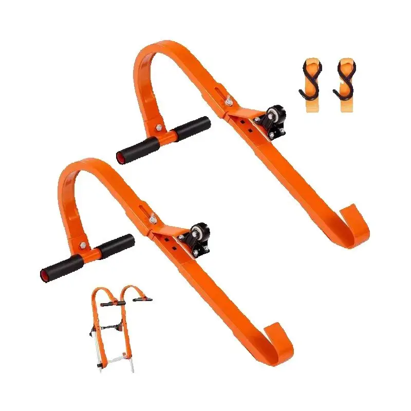 Orange/Black Ladder Roof Hook Heavy Duty Steel Ladder Stabilizer Roof Ridge Extension Rubber Grip T-Bar 500 lbs