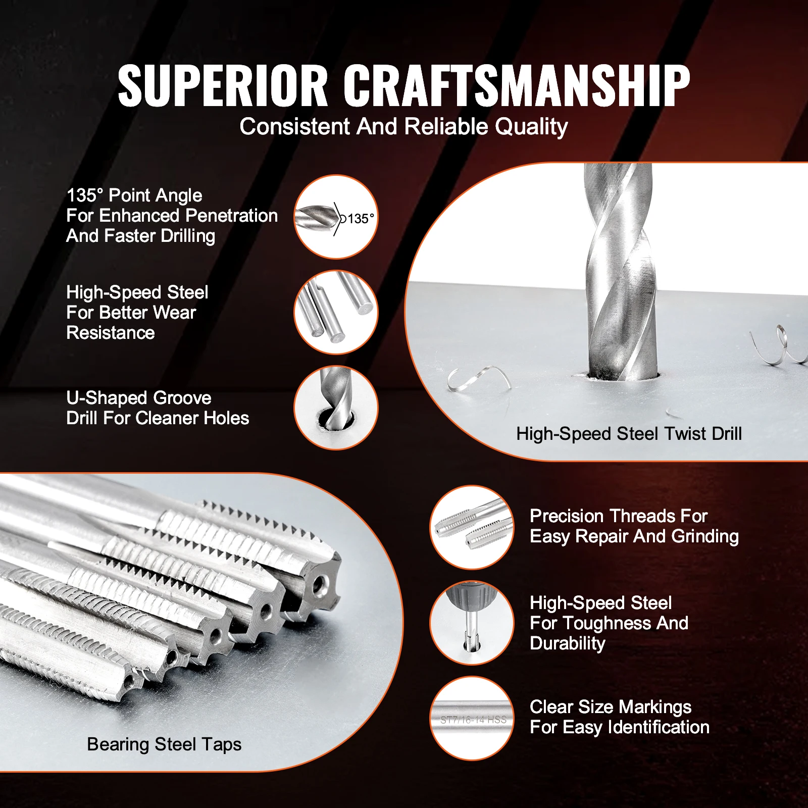 Helicoil Thread Repair Kit SAE Metric Rethreading Tool Kit HSS Drill Bits Thread Inserts Breakoff Installation Tools - Image 5