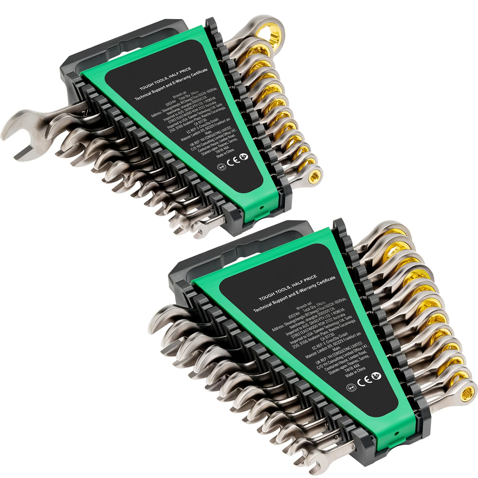 Combination Wrench Set 24/30-Piece Ratcheting Wrench Set with Organizer Rack Cr-V Steel Wrench Set SAE Metric