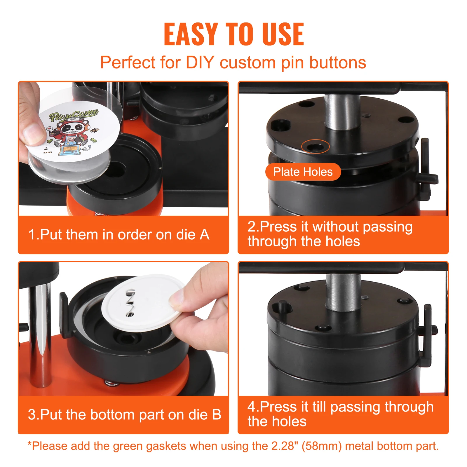 Button Maker 25/32/58 Pin Maker with Button Parts Ergonomic Arc Handle Punch Press Kit Button Maker Machine - Image 5