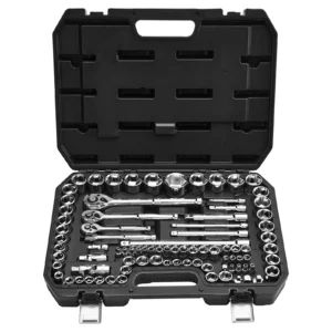Socket Set 86 Pieces 3/8 1/4 1/2in Drive Socket and Ratchet Set SAE Metric Mechanic Tool Kit with Ratchet Wrench