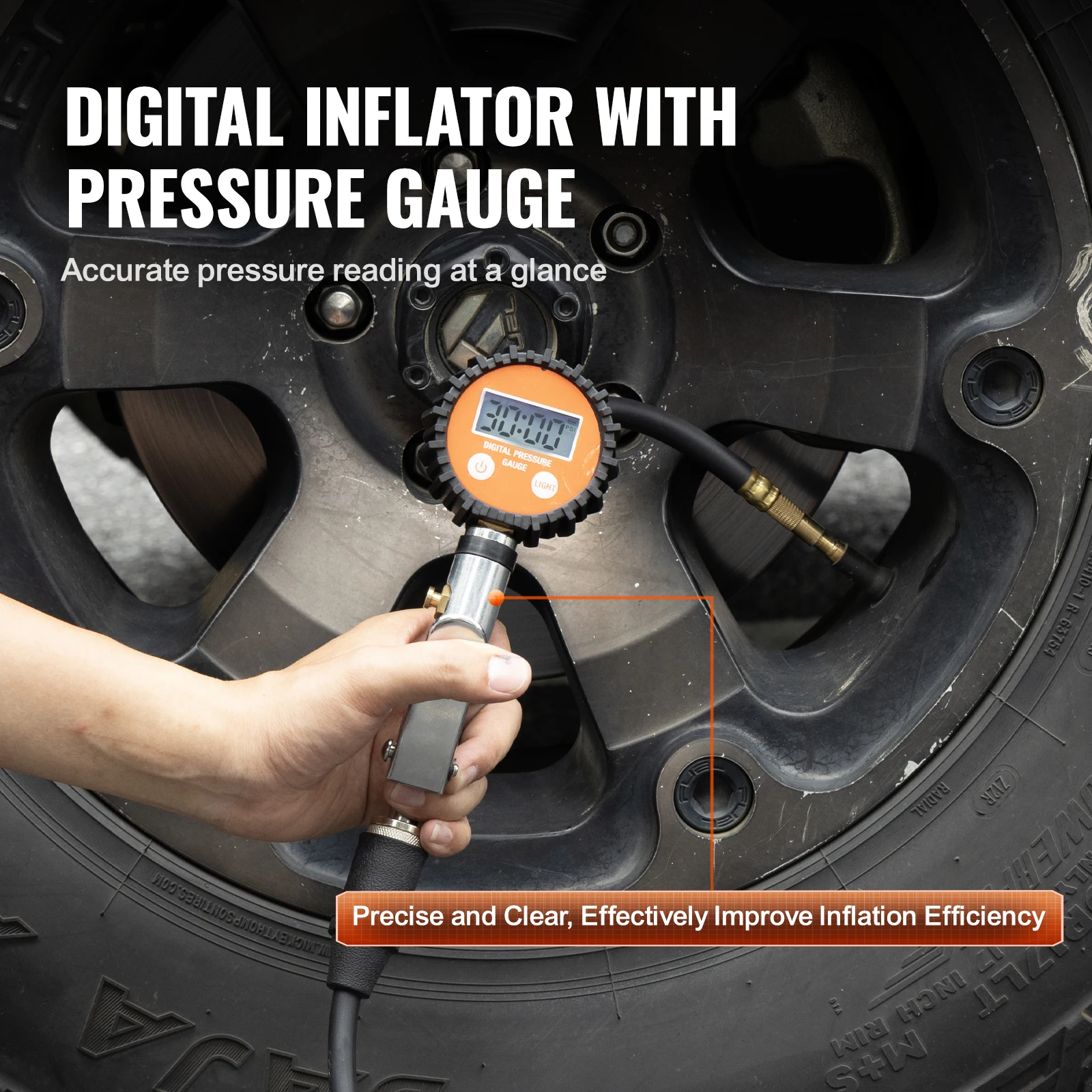 12V Heavy Duty Air Compressor with Portable Tire Inflator Offroad Air Compressor Digital Pressure Gauge Tire Inflator - Image 3