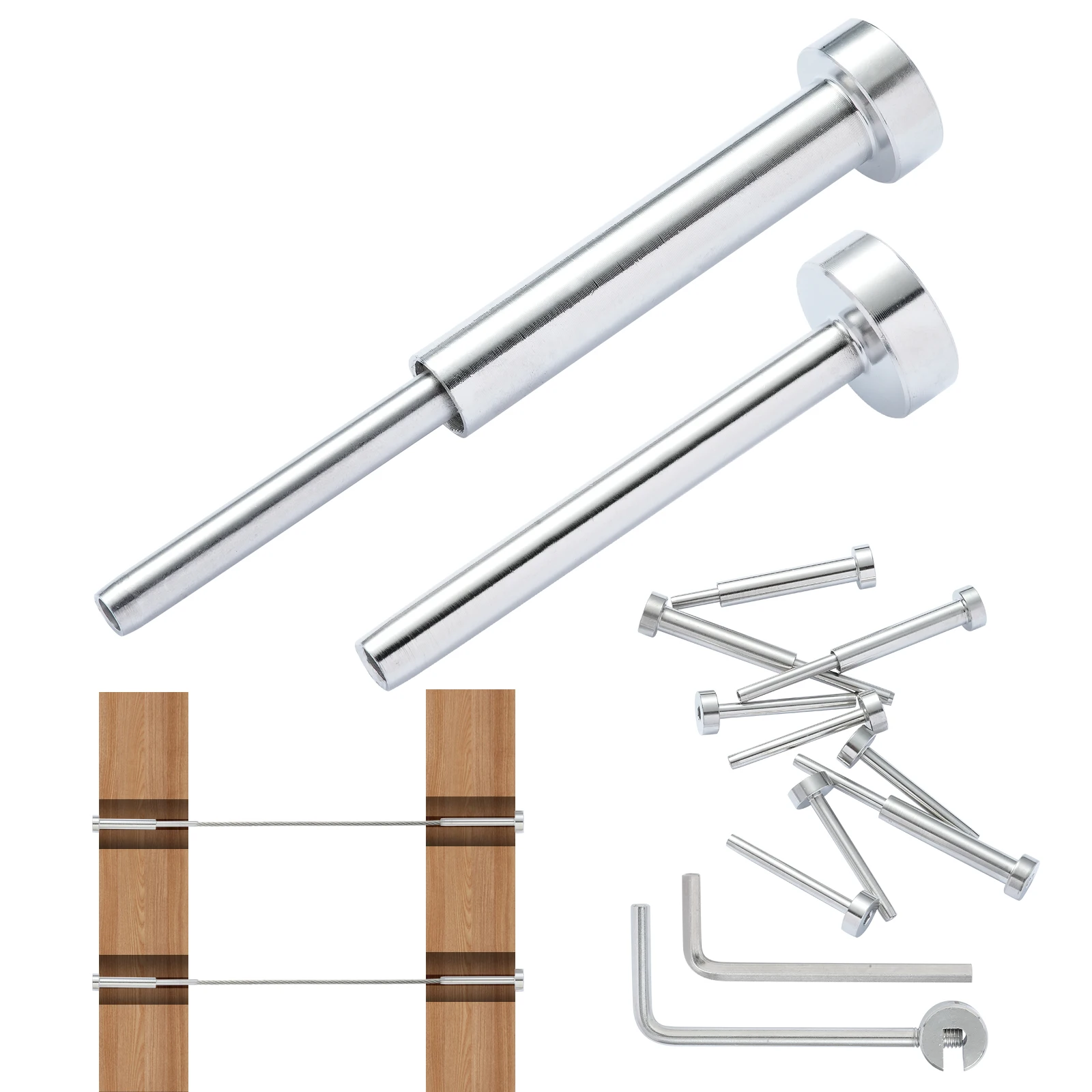 20/30/40 Pack Invisible Cable Railing kit T316 Stainless Steel 1/8" Invisible Receiver and Swage Stud End for Post