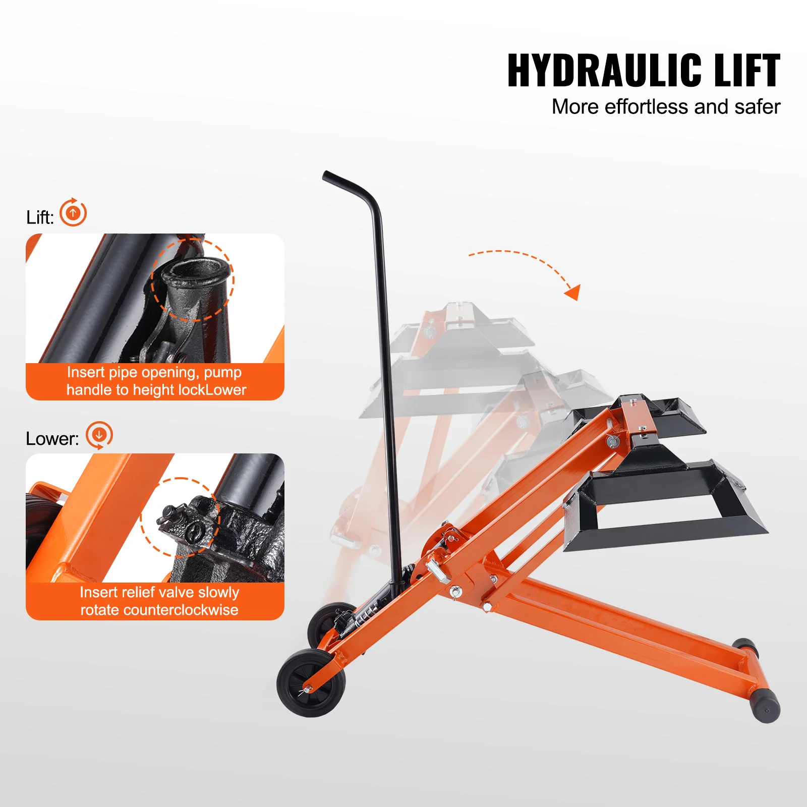 Lawn Mower Lift with Hydraulic/Threaded jack, 500/880 Lbs Adjustable Movable Lawn Lifter for Lawn Mower Garden Tractor - Image 3