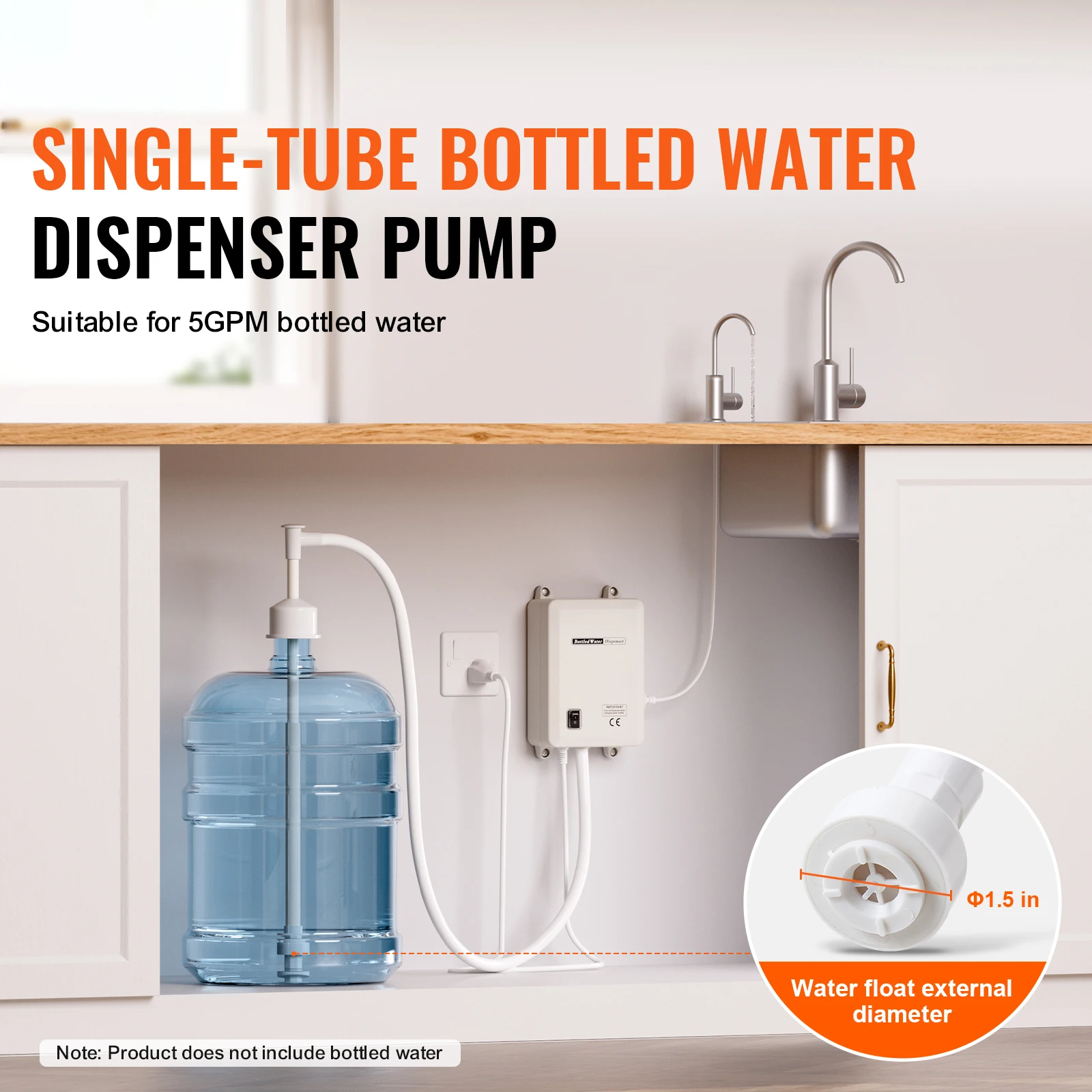 5 Gallon Bottled Water Dispenser Pump System Automatic Electric Single Inlet Compatible Use w/ Tea Machine Refrigerator - Image 2