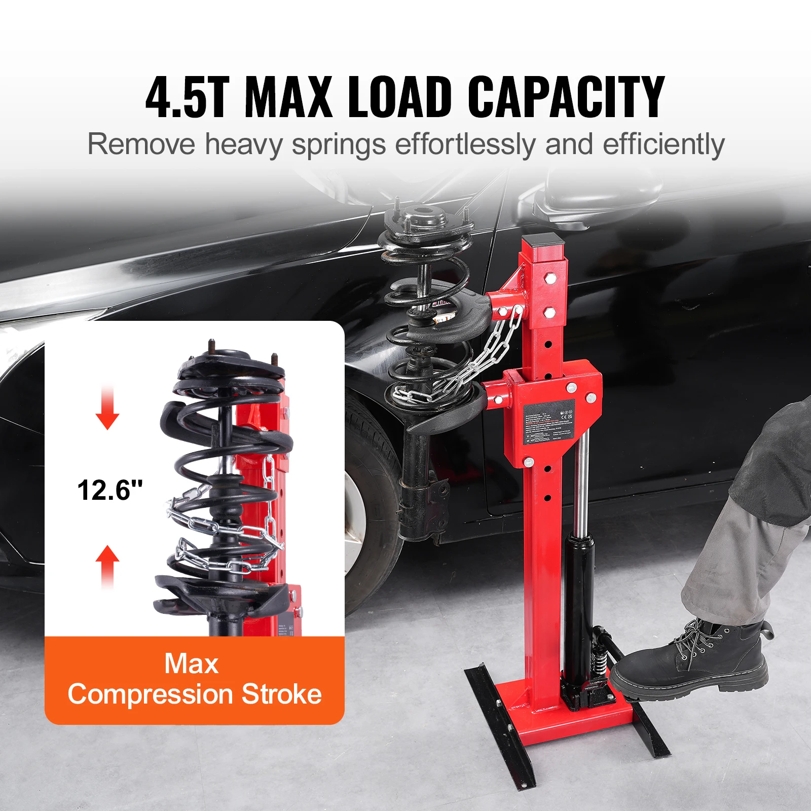 Strut Spring Compressor 4.5 Ton/9920 LBS Hydraulic Jack 1 Ton Rated Compression Force Auto Strut Coil Spring Compressor - Image 2