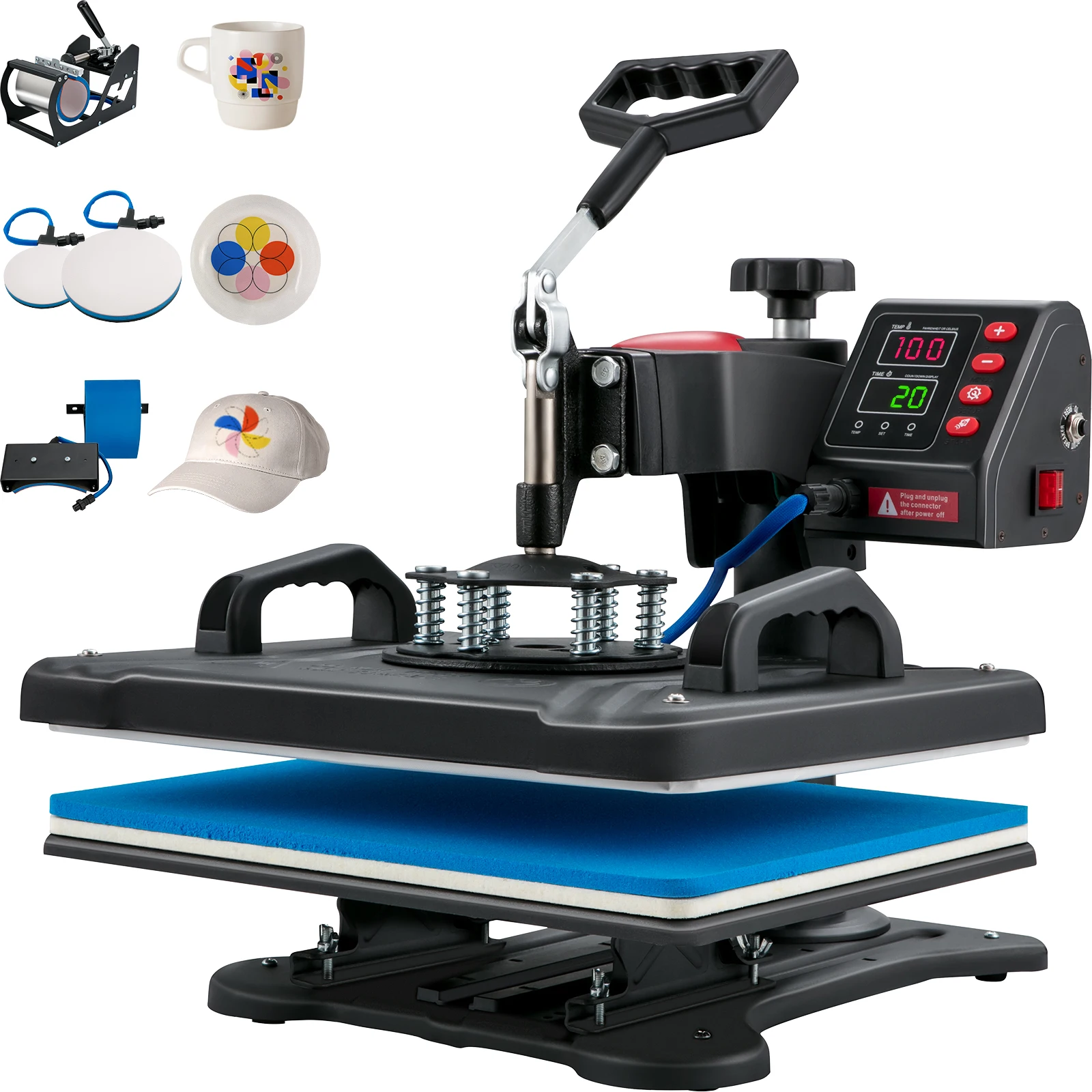 Heat Press 5in1 Heat Press Machine 12x15in Clamshell Sublimation Transfer Printer Digital Precise Temperature Control