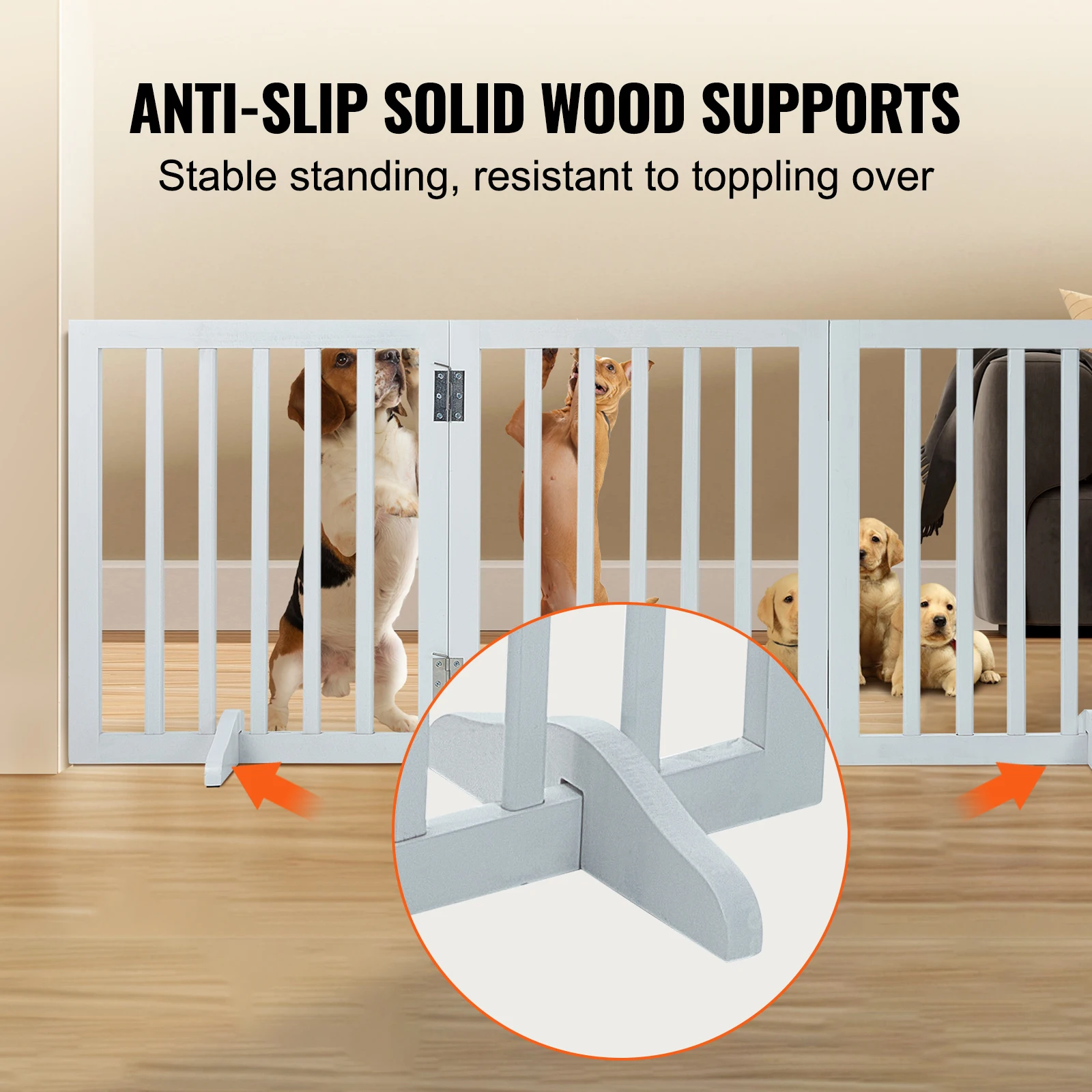 Free Standing Dog Gate Freestanding Pet Gate 3 Panels Foldable Dog Gate for Narrow Passageways Expandable Dog Barrier - Image 4