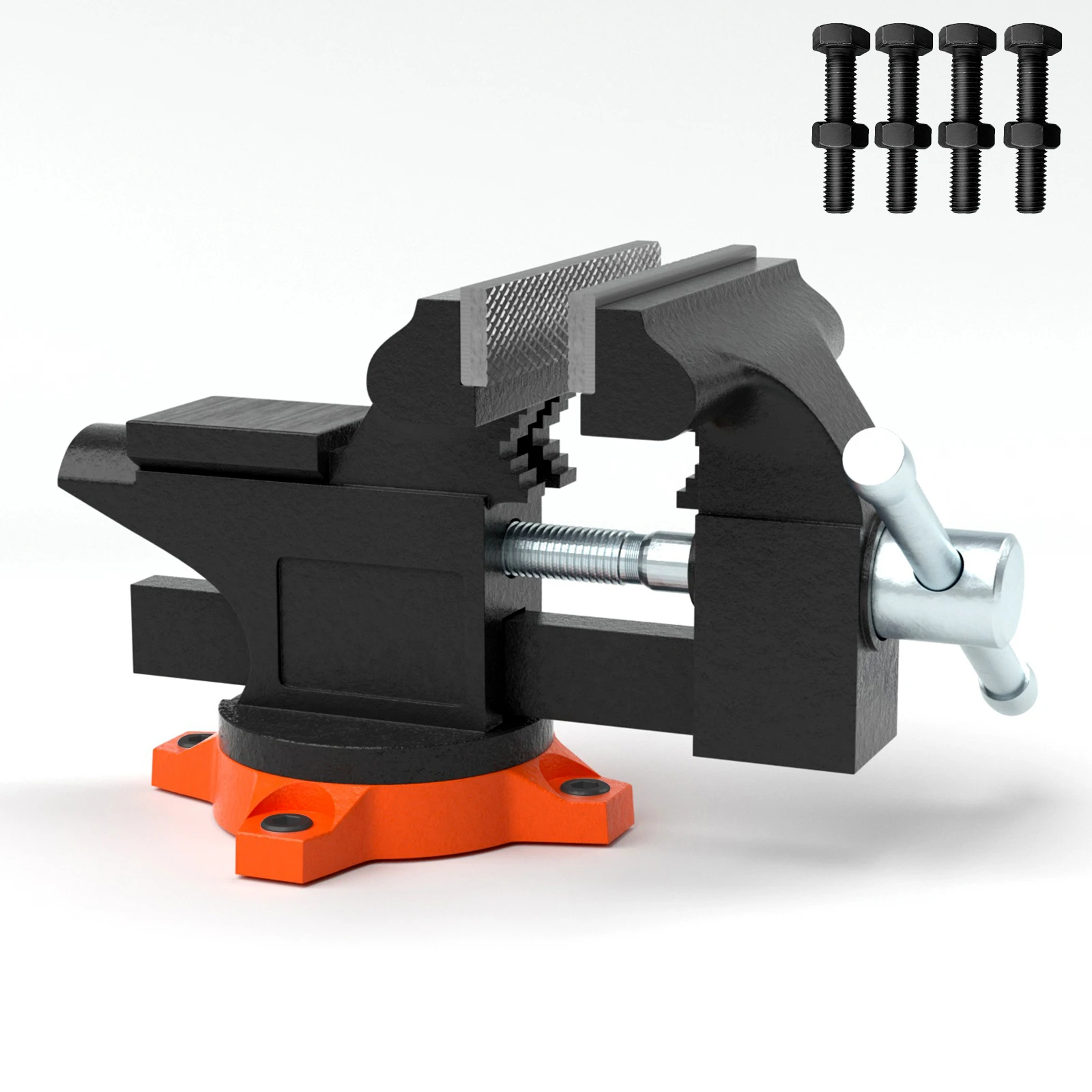 Bench Vise 4.5" 6" 6.5" Multipurpose, Swivel Base & Anvil Heavy Duty Cast Iron for Drilling, Conduit Cutting, Sanding
