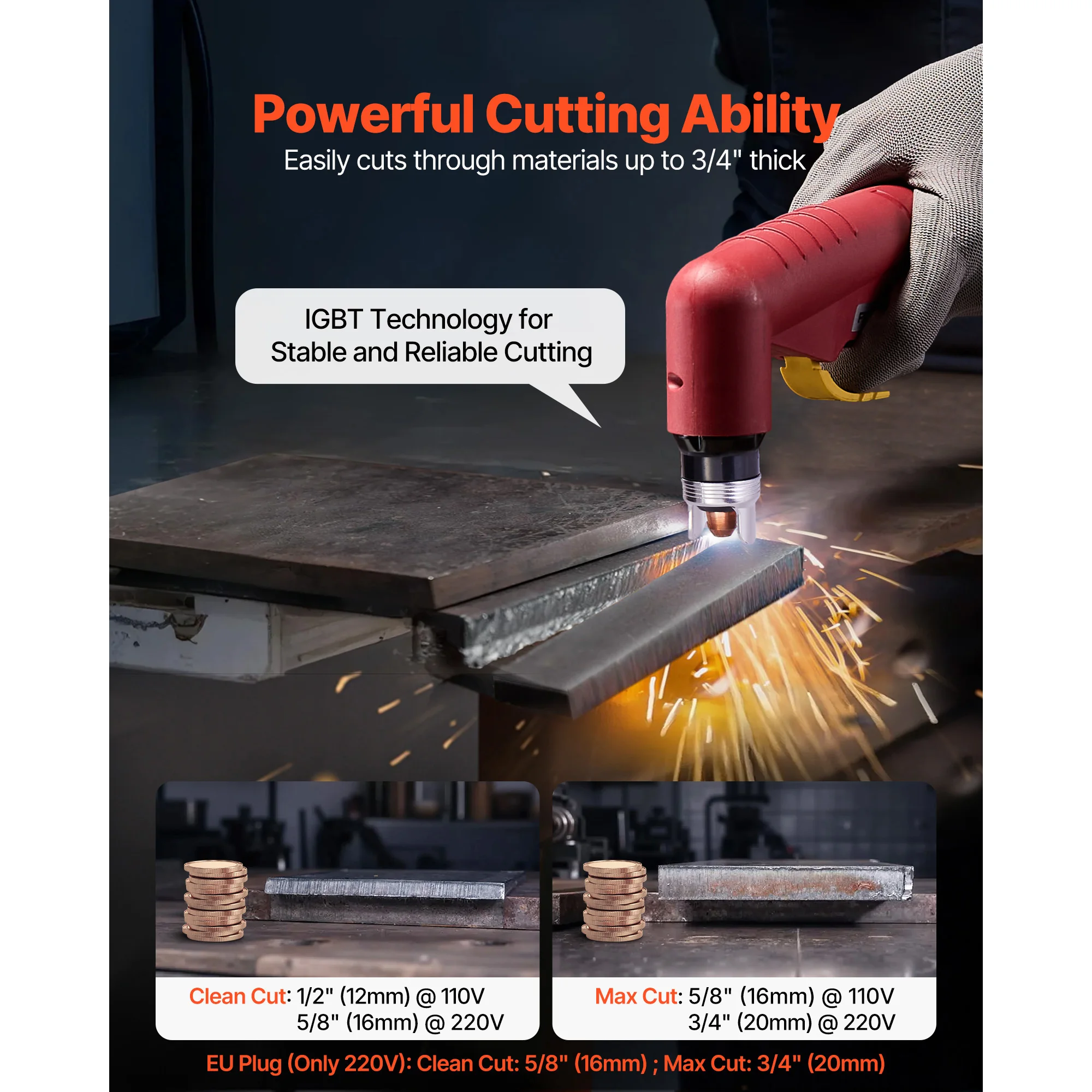 Plasma Cutter 65A Non-Touch Pilot Arc Plasma Cutting Machine Non-High Frequency-with 2T/4T Function &Adjustable PT Time - Image 2