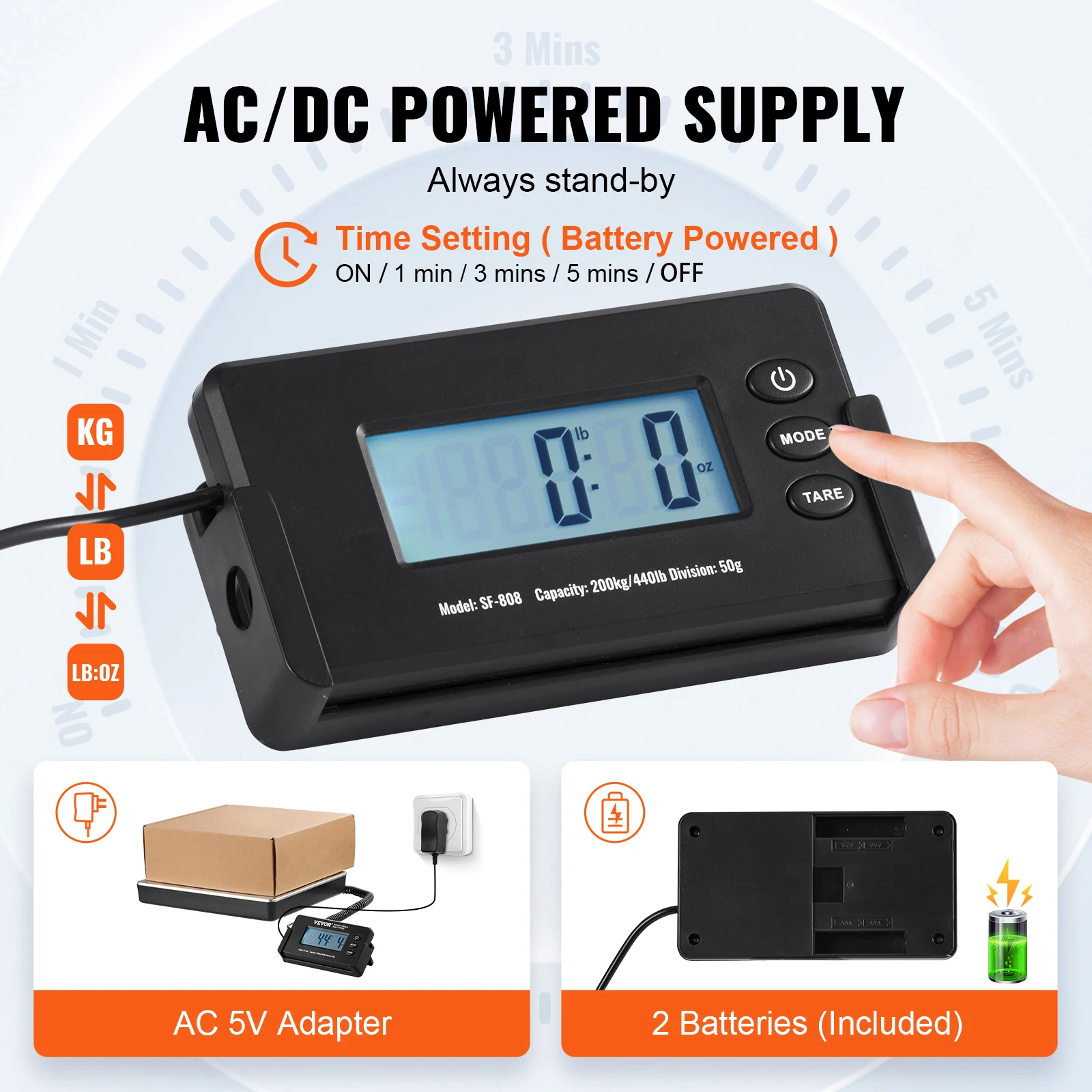 440lbs Digital Shipping Scale with Timer Tare Function HD LCD Screen Portable Package Postal Scale for Home Post Office - Image 4