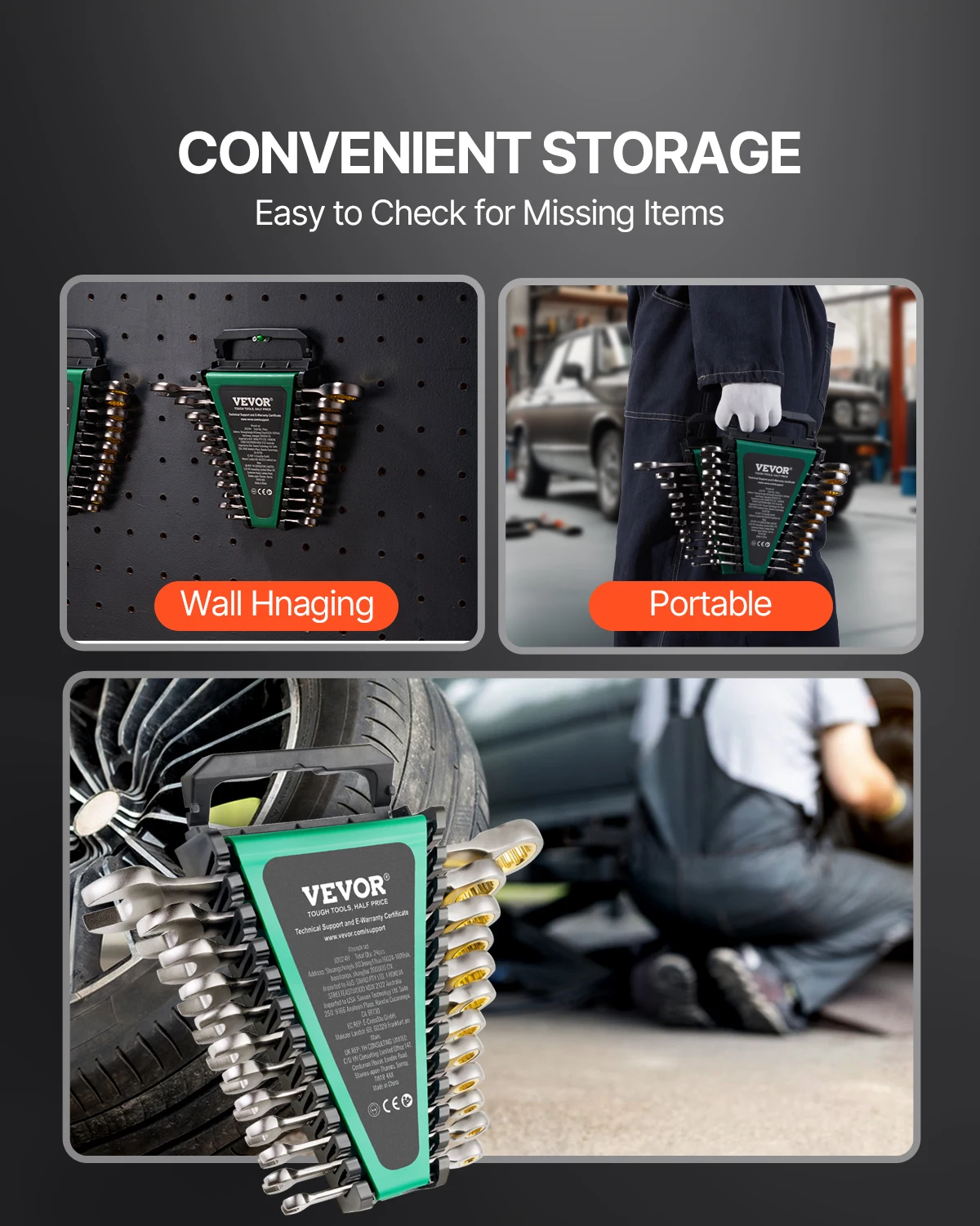 Combination Wrench Set 24/30-Piece Ratcheting Wrench Set with Organizer Rack Cr-V Steel Wrench Set SAE Metric - Image 6