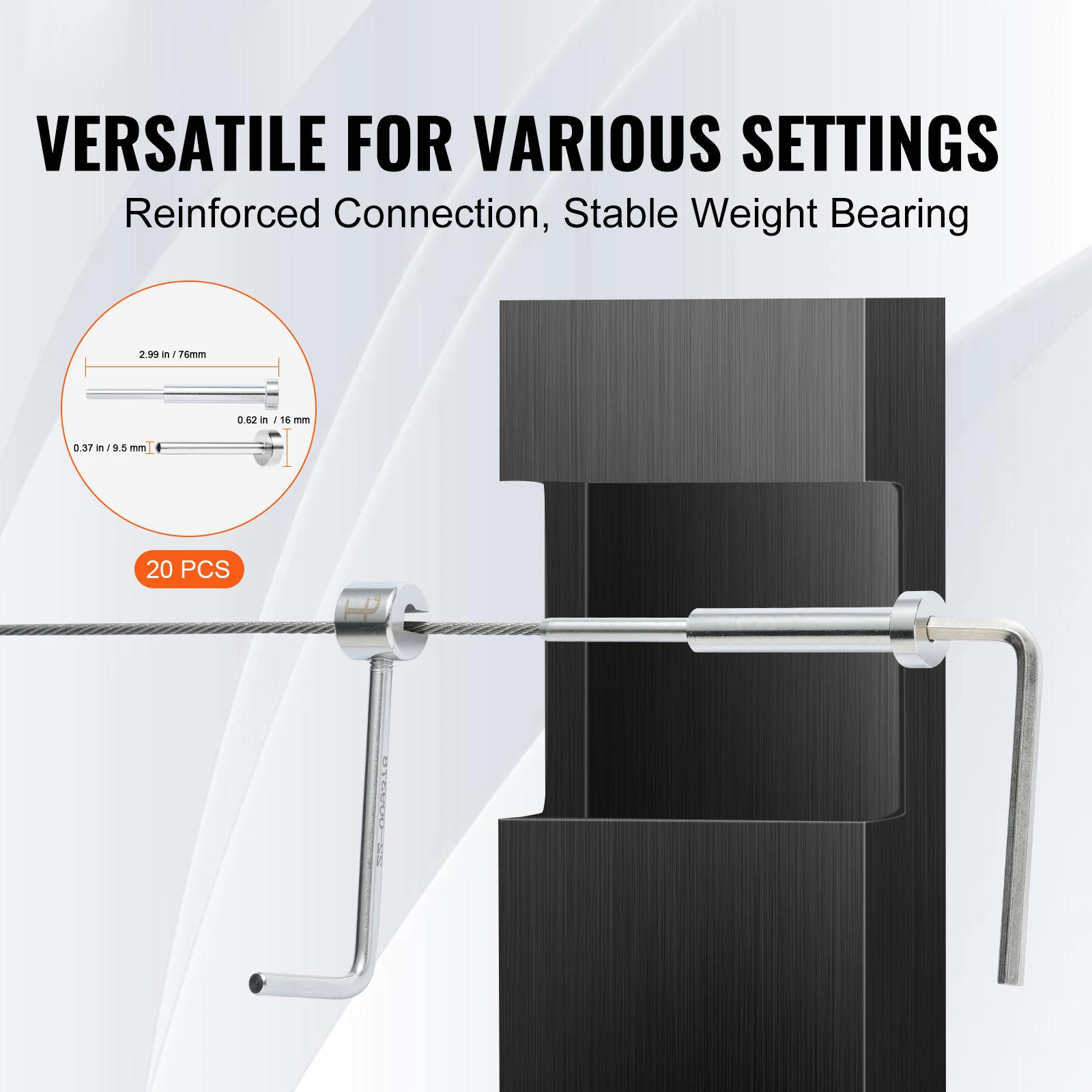 20/30/40 Pack Invisible Cable Railing kit T316 Stainless Steel 1/8" Invisible Receiver and Swage Stud End for Post - Image 2