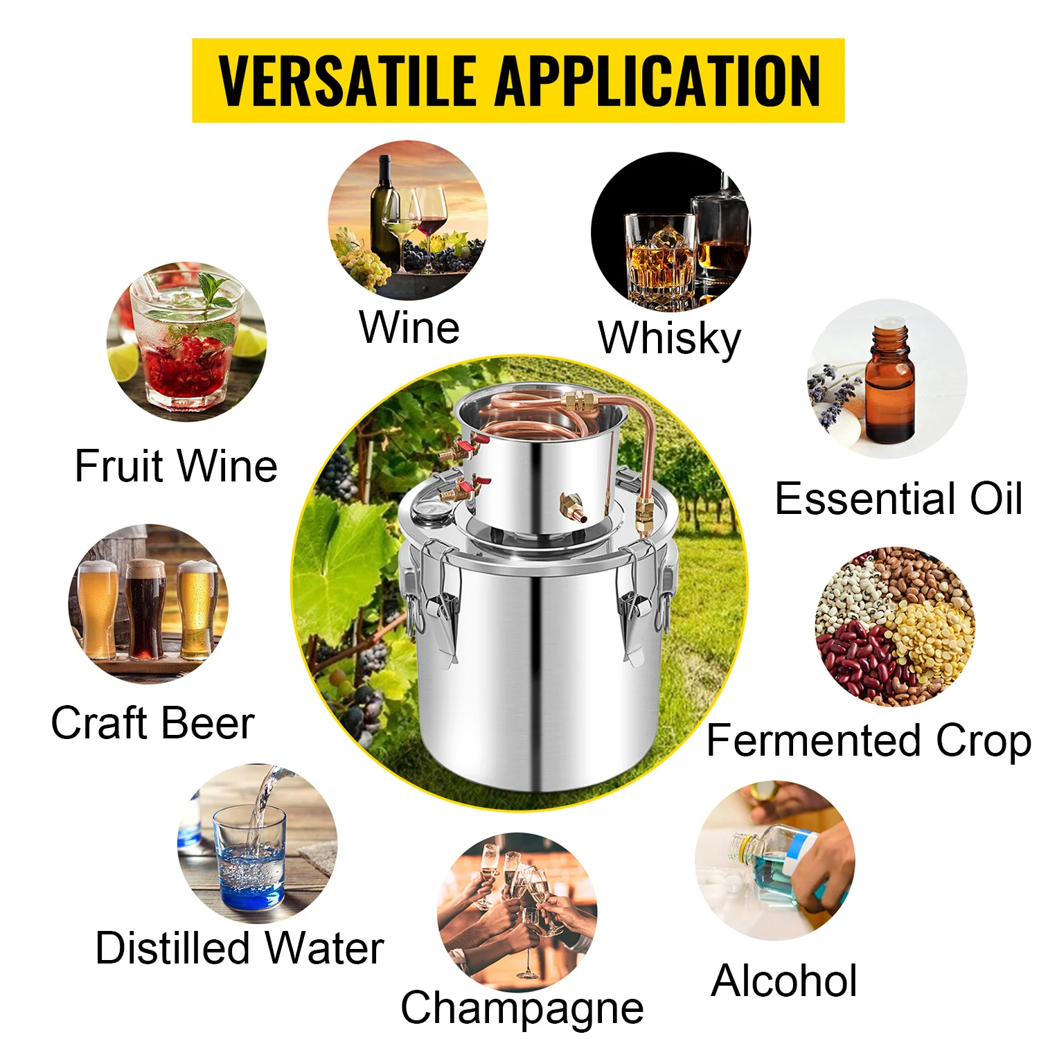 50L Moonshine Still Alcohol Distiller w/ Water Pump Stainless Copper DIY Home Brew Ethanol Wine Essential OilBrewingKit - Image 2