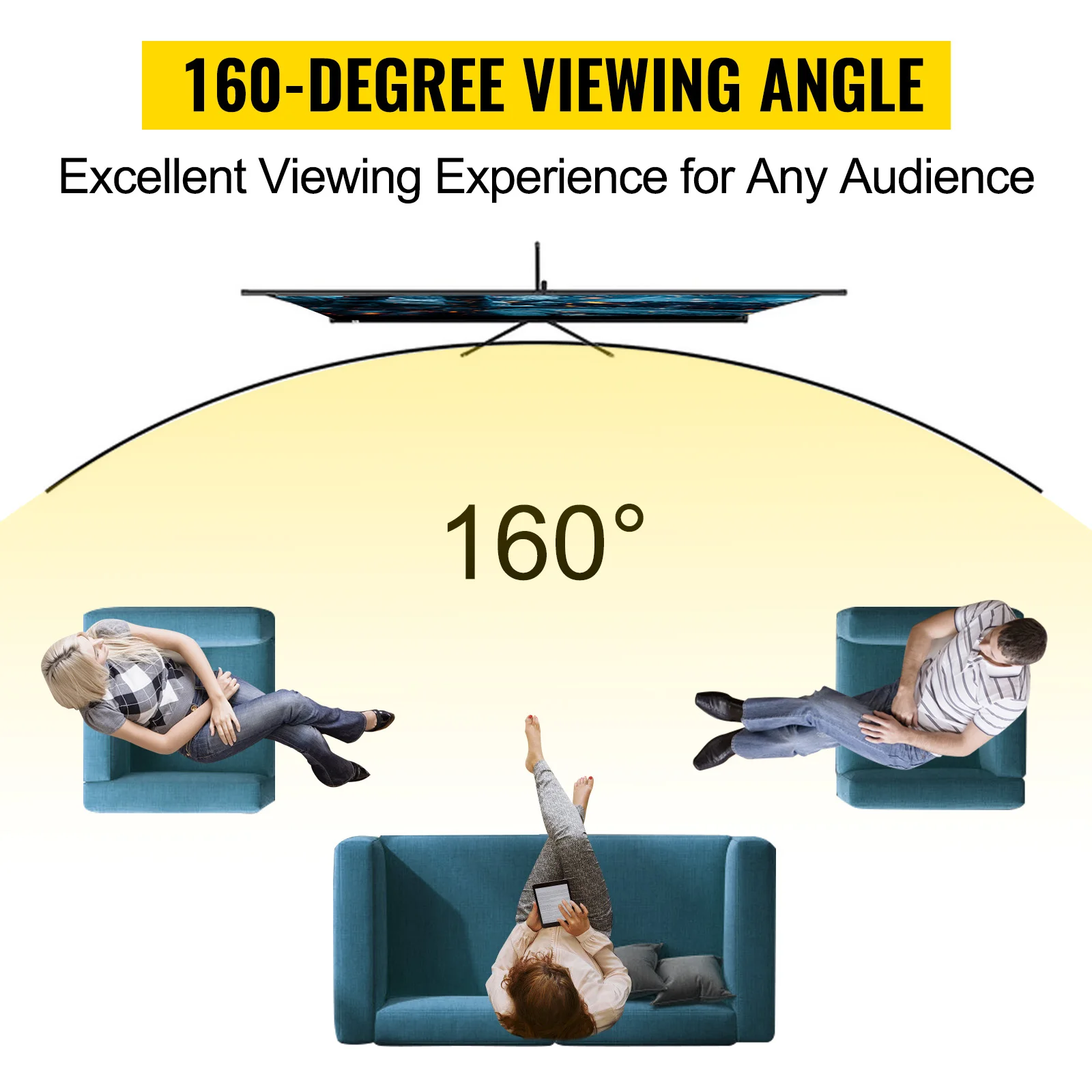 100 Inch Tripod Projector Screen with Stand 16:9 4K HD Portable Projection Home Cinema for Indoor & Outdoor Projection - Image 4