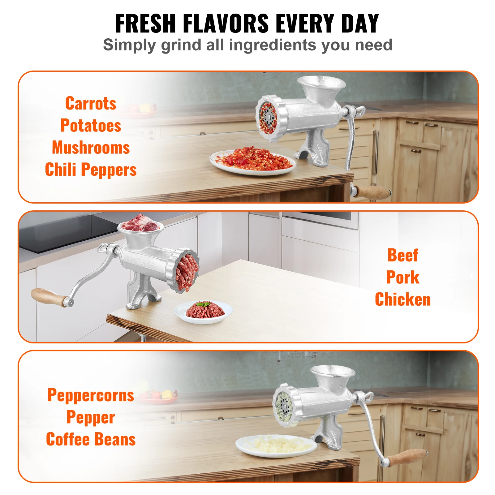 Manual Meat Grinder Heavy Duty Cast Iron Hand Meat Grinder Steel Table Clamp Meat Mincer Sausage Maker 1 Cutting Blade - Image 6