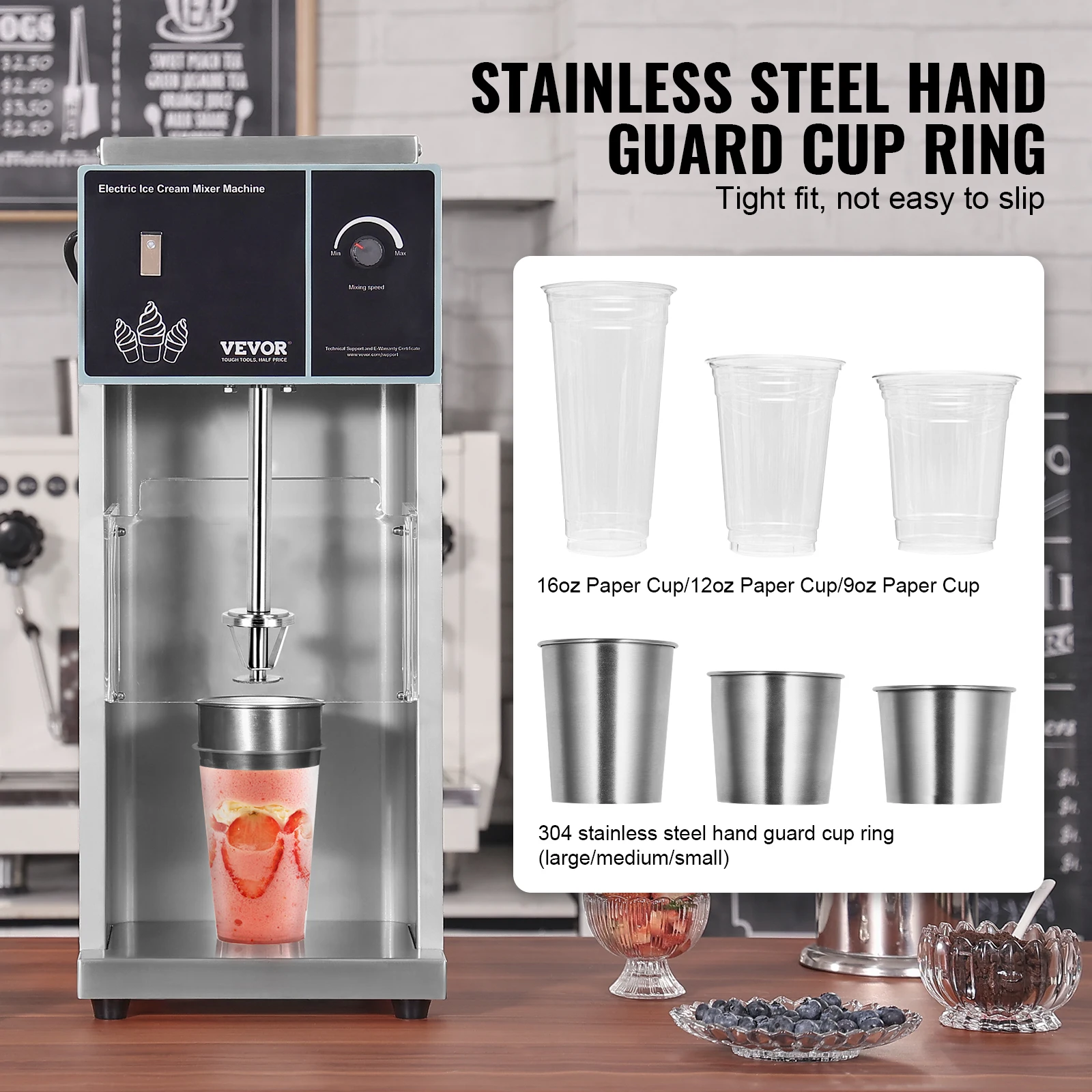 Ice Cream Blender High-Speed Ice Cream Maker Mixer Stir Machine Speed Adjustment Stainless Steel Ice Cream Shaker - Image 5