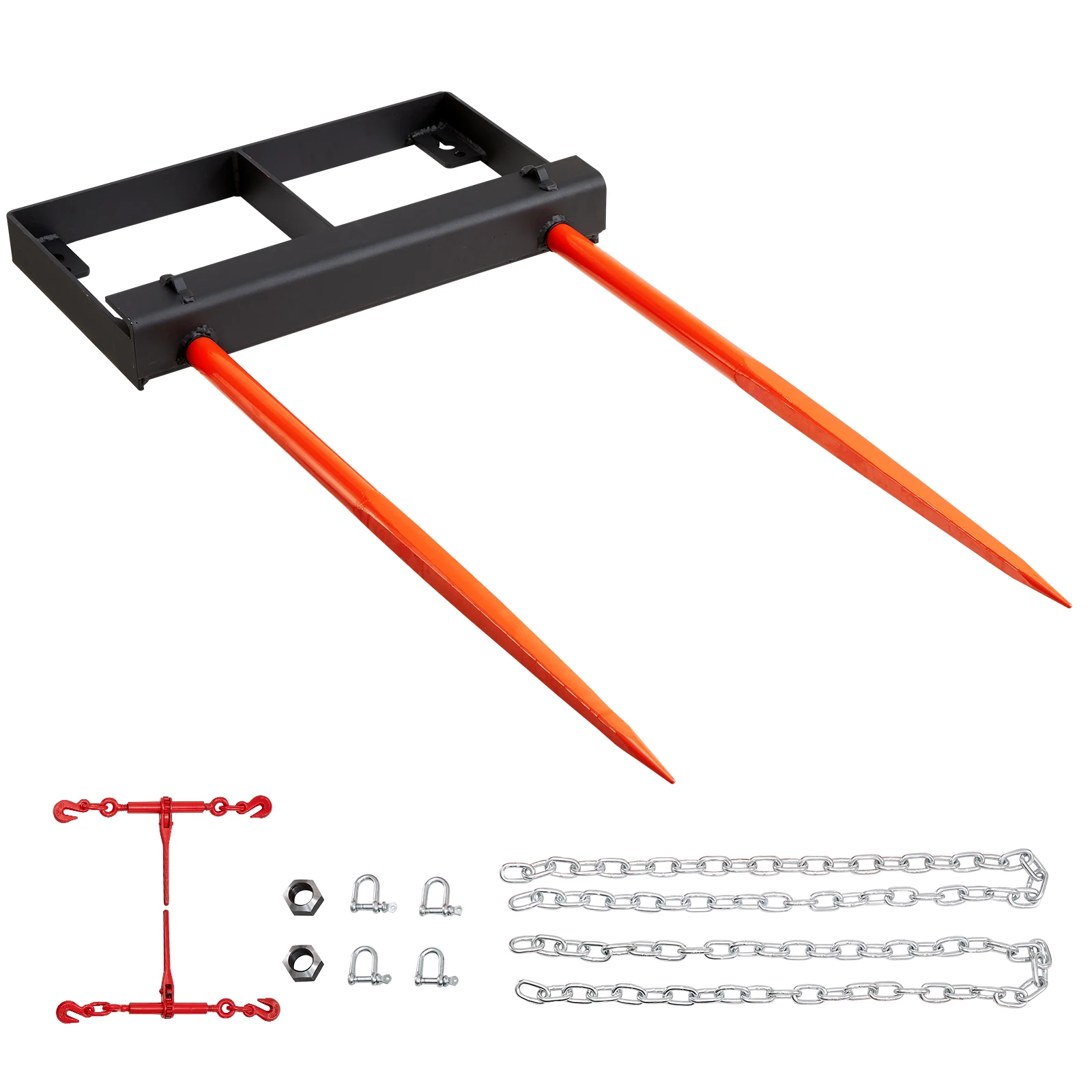 49" Hay Spear Bale Spears 3000lbs Loading Capacity Skid Steer Loader Tractor Bucket Attachment with Stabilizer Spears