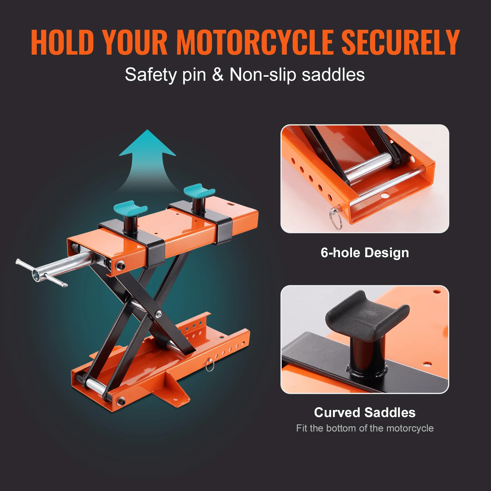 Motorcycle Lift 1100 LBS Motorcycle Scissor Lift Jack with Safety Pin Steel Motorcycle Jack Hoist Stand for Motorbike - Image 3