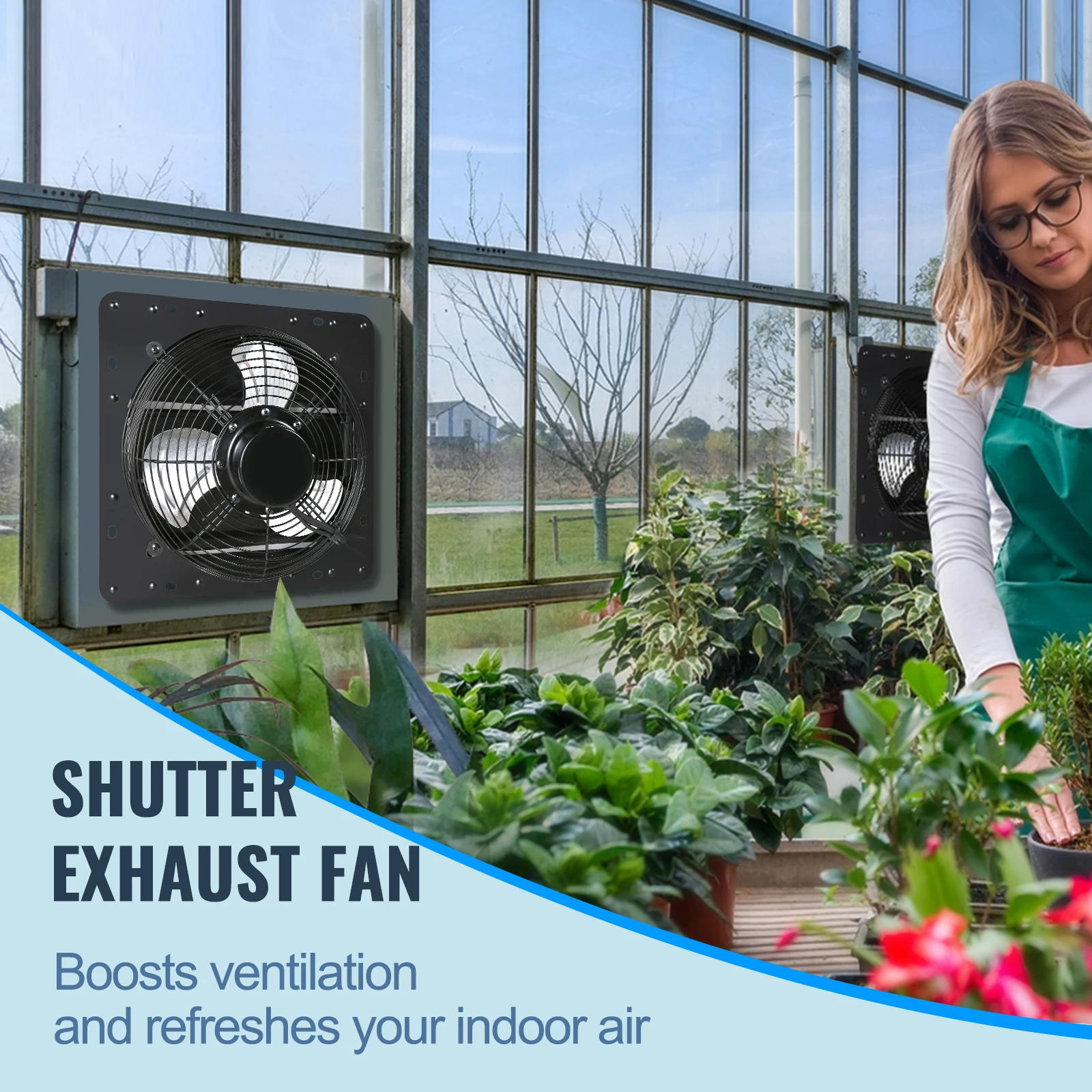Shutter Exhaust Fan AC/ EC-motor 10-Speed Adjustable Wall Mount Attic Ventilation and Cooling for Greenhouses Garages - Image 5