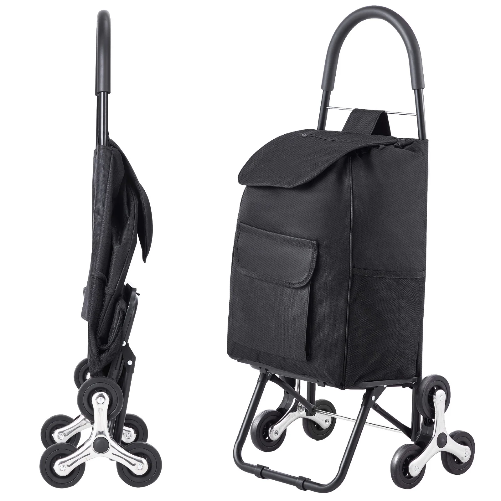 36L 110Lbs Grocery Cart Folding Shopping Cart Hand-pulled Trolley Household Portable Storage Stair Climbing Handcart