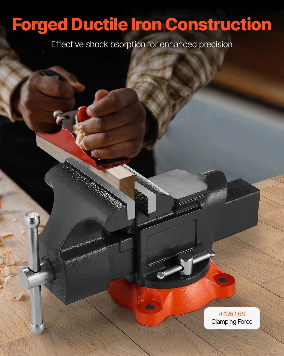 Bench Vise 5"/5.5"/8" Jaw Width Multipurpose Vise with 360° Swivel Locking Base Vise with Anvil for Clamping Round Pipe - Image 2
