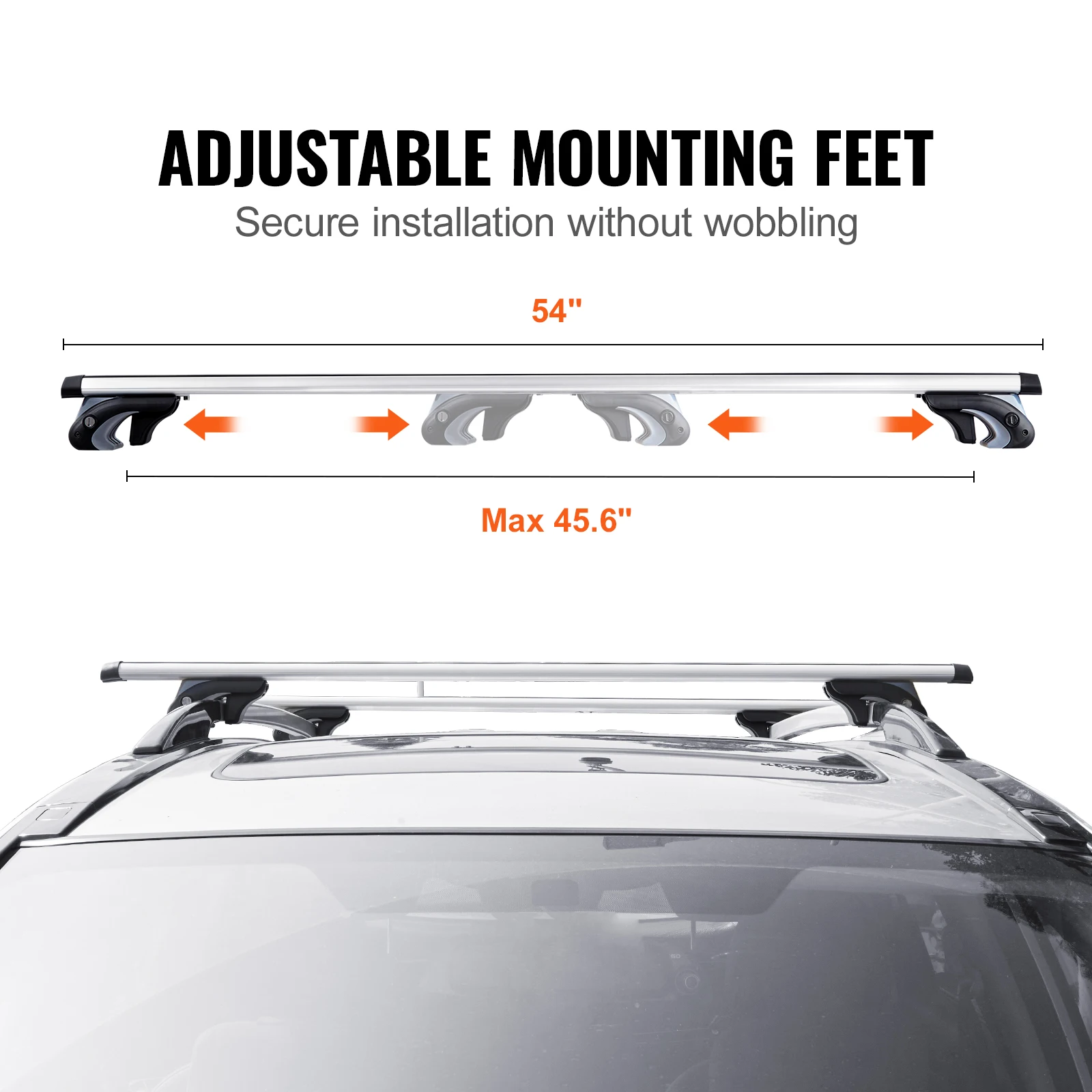Roof Rack Crossbar Adjustable Aliuminum Roof Rail Crossbar Baggage Luggage Carrier 200 LBS Top Roof Crossbar Silver - Image 3