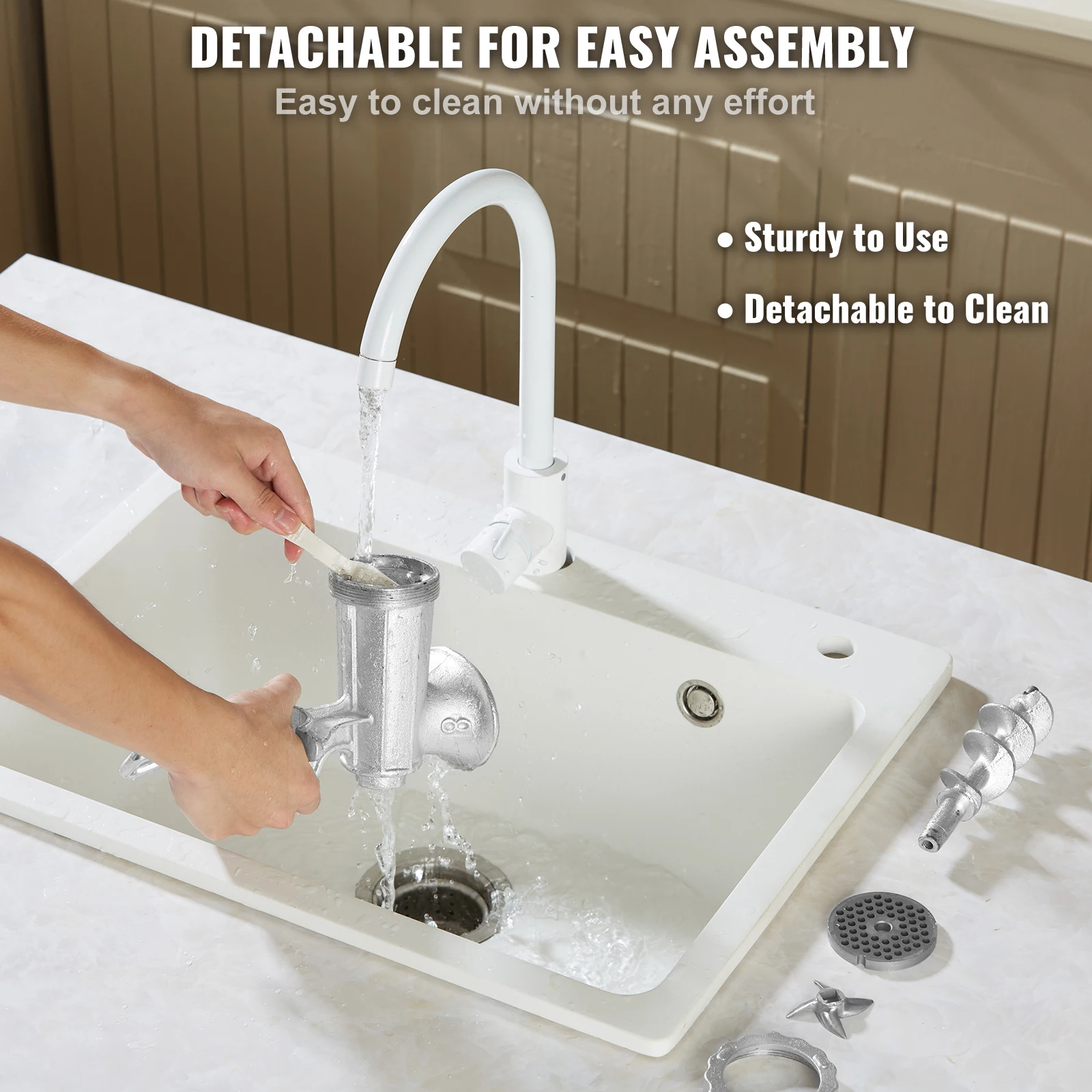 Manual Meat Grinder Heavy Duty Cast Iron Hand Meat Grinder Steel Table Clamp Meat Mincer Sausage Maker 1 Cutting Blade - Image 4