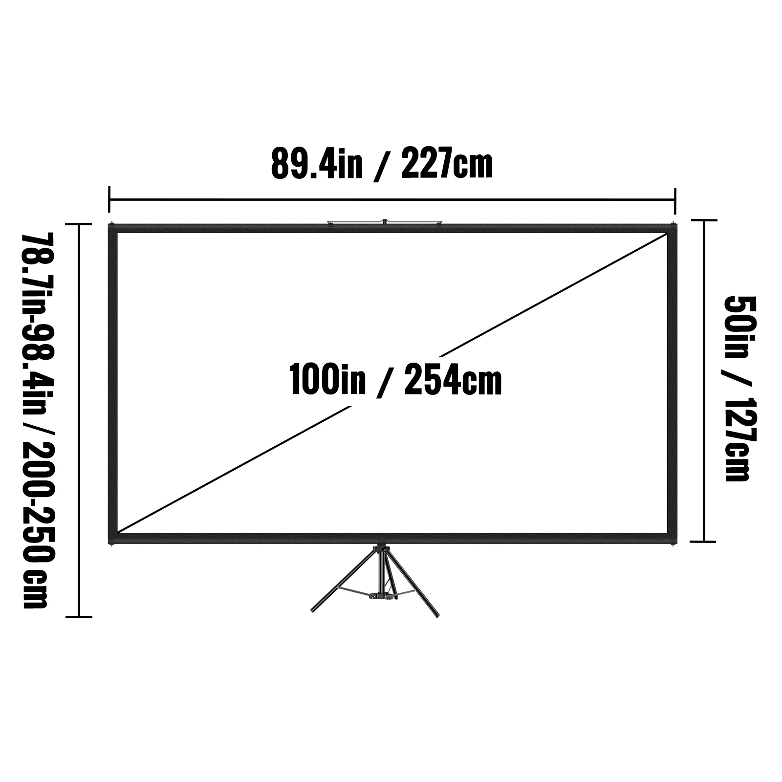 100 Inch Tripod Projector Screen with Stand 16:9 4K HD Portable Projection Home Cinema for Indoor & Outdoor Projection - Image 6