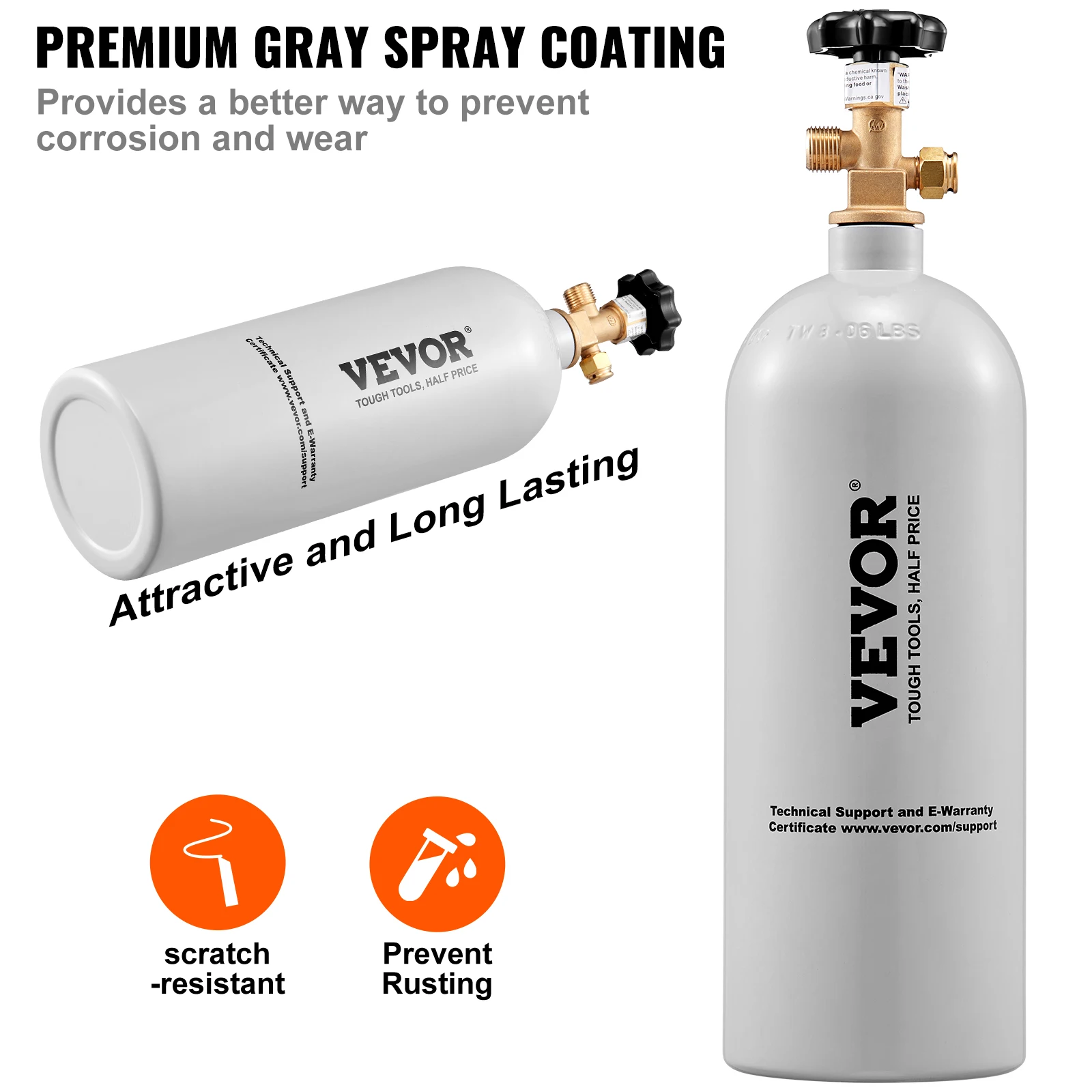 5 Lbs CO2 Tank Aluminum Gas Cylinder Brand New CO2 Cylinder with Gray Spray Coating CO2 Tank with CGA320 Valve - Image 3