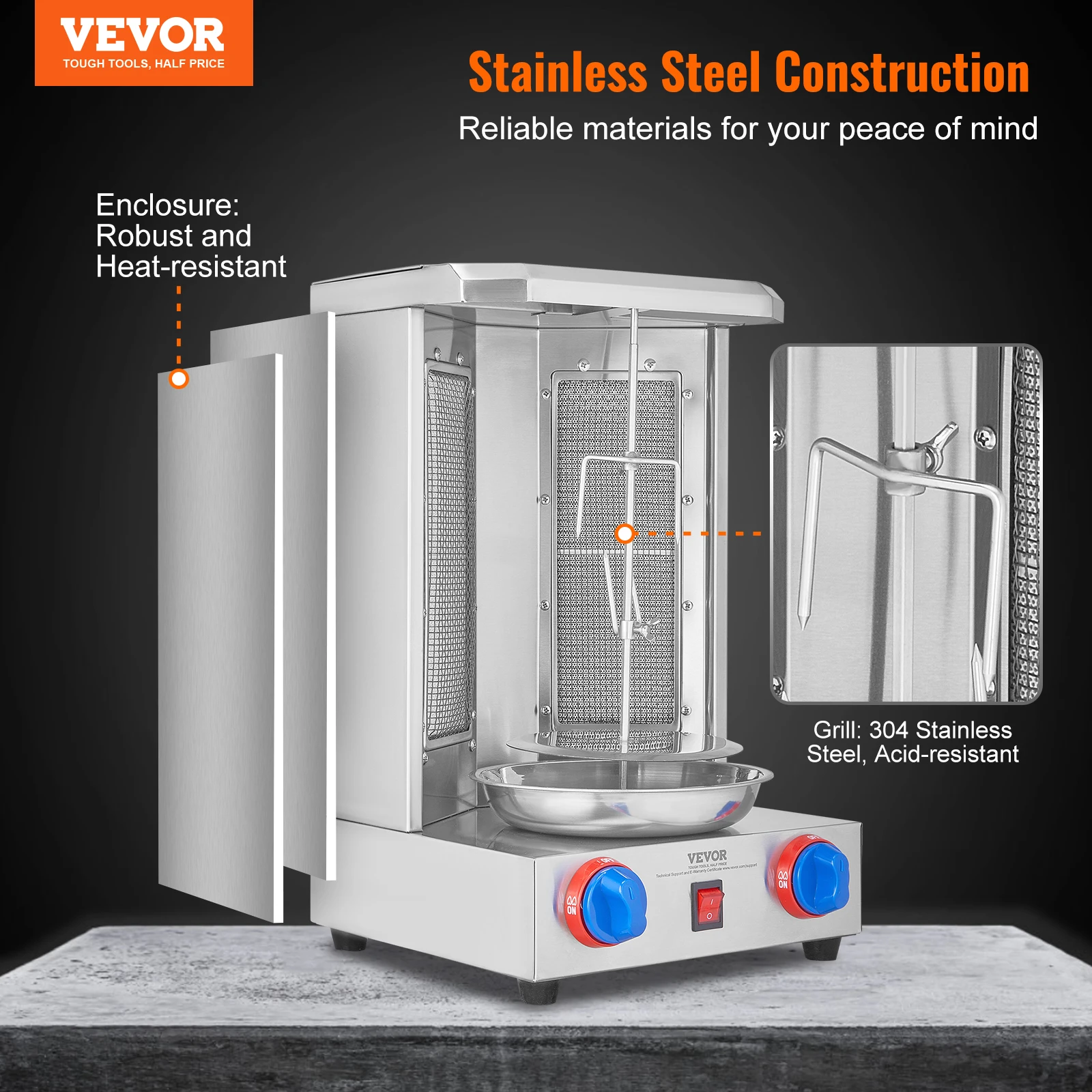 Shawarma Grill Machine13 lbs Chicken Shawarma Cooker Gas Vertical Broiler Gyro Rotisserie Oven Doner Kebab for Home - Image 2
