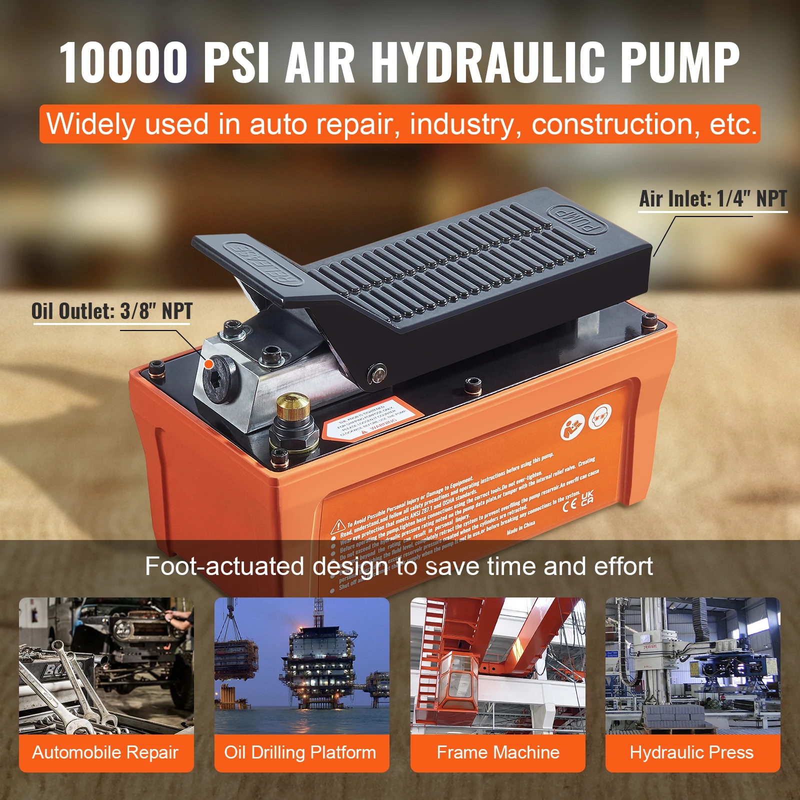 Air Hydraulic Pump 10,000 PSI 1/2 Gal Reservoir Foot Actuated Air Treadle for Auto Body Frame Machines and Pulling Post - Image 6