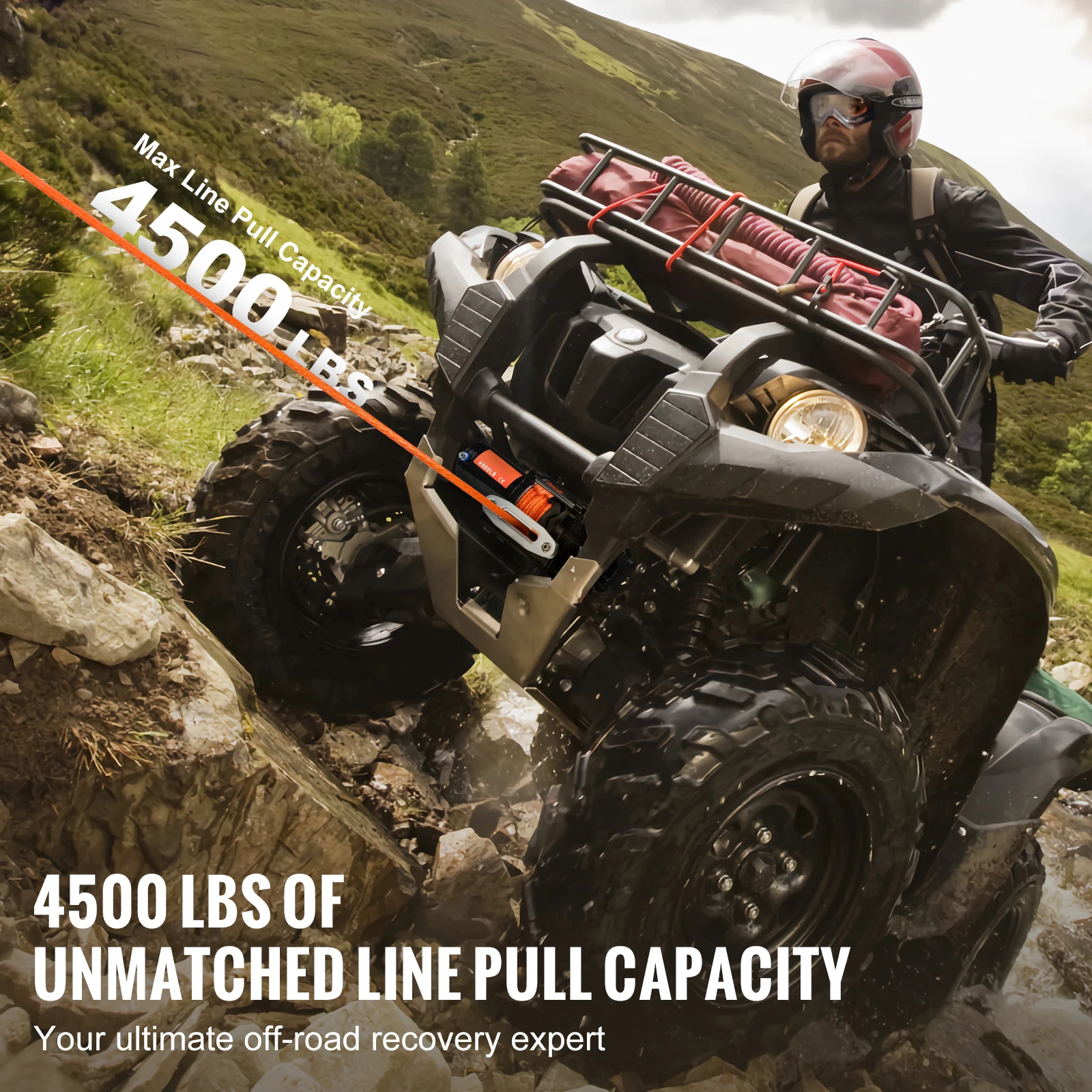 4500lbs ATV/UTV Electric Winch 12V with 39ft Synthetic Rope Wireless & Wired Remote Control IP55 Waterproof for Jeeps - Image 2