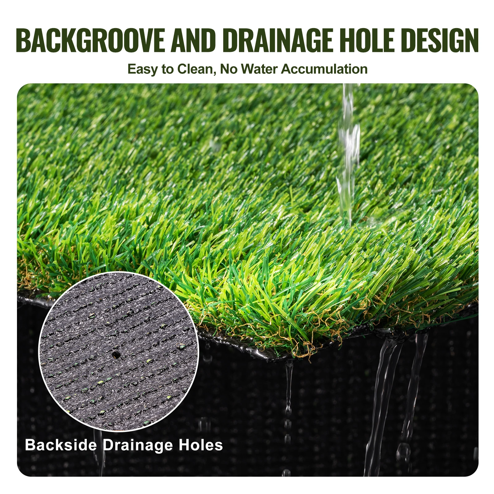 Artifical Grass Rug Green Turf 1.38/1.57" Fake Door Mat Outdoor Patio Lawn Decoration Easy to Clean with Drainage Holes - Image 5