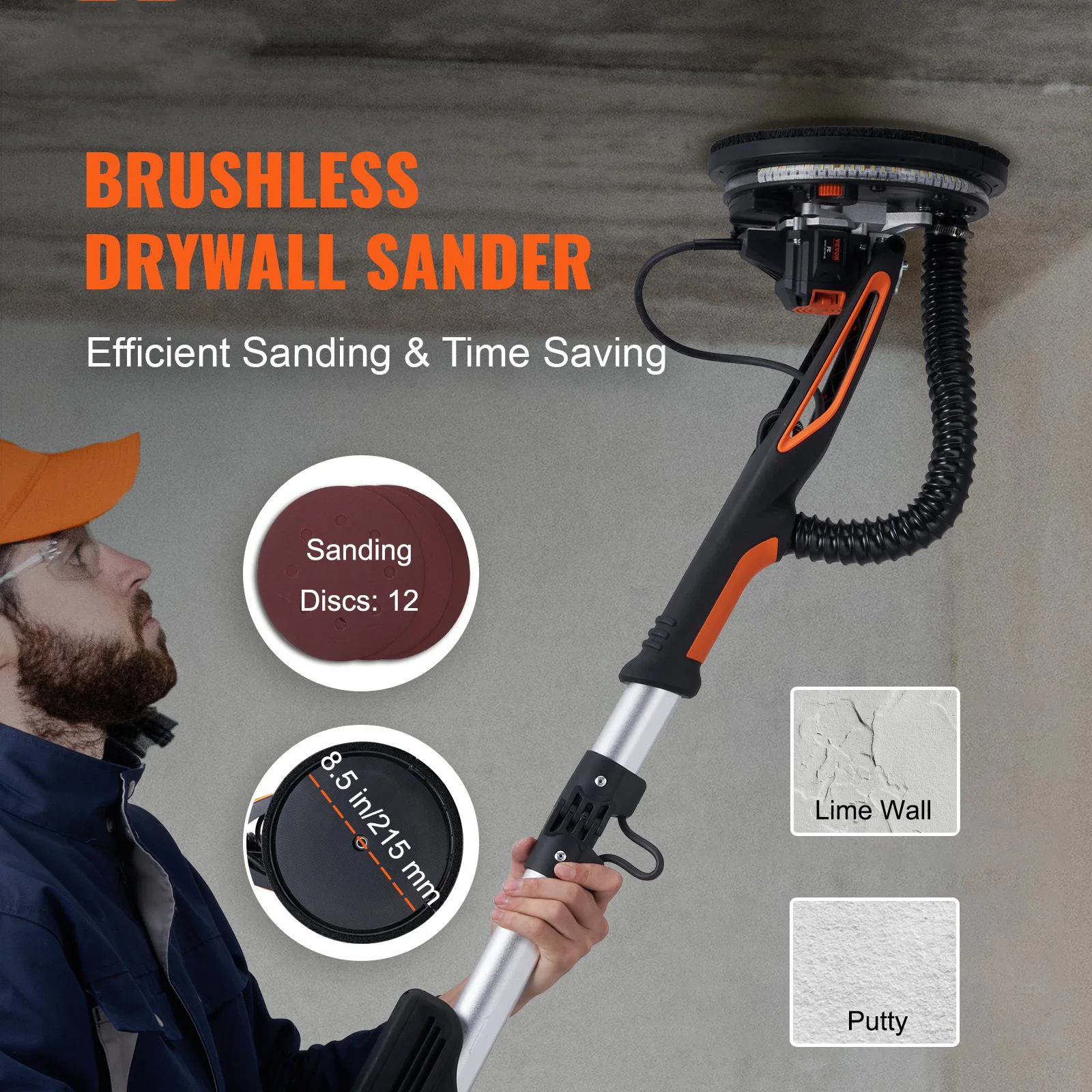 800W Electric Drywall Sander Brushless Motor 1000-2300RPM Variable Speed Household Polishing Machine Wall Sand Grinder - Image 2