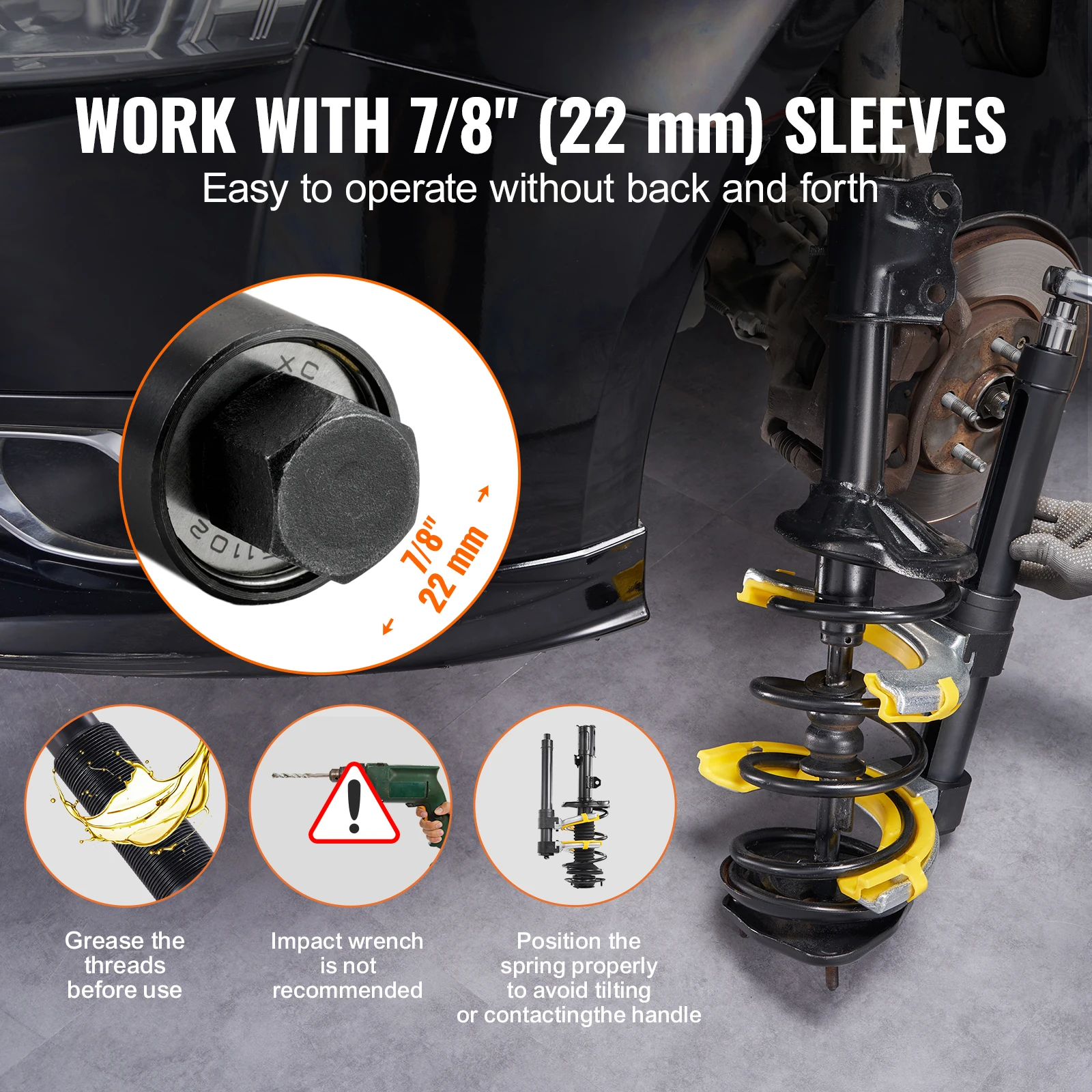 Strut Spring Compressor Macpherson Strut Spring Compressor Kit Interchangeable Fork Strut Coil Extractoror Remover Tool - Image 6