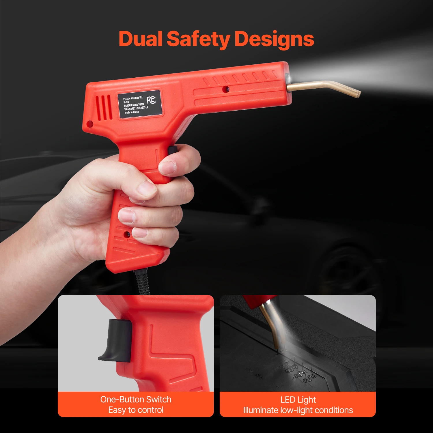 Plastic Welder 100W Plastic Welding Gun with 800PCS Hot Staples Professional Welding Gun Plastic Car Bumper Repair Kit - Image 6