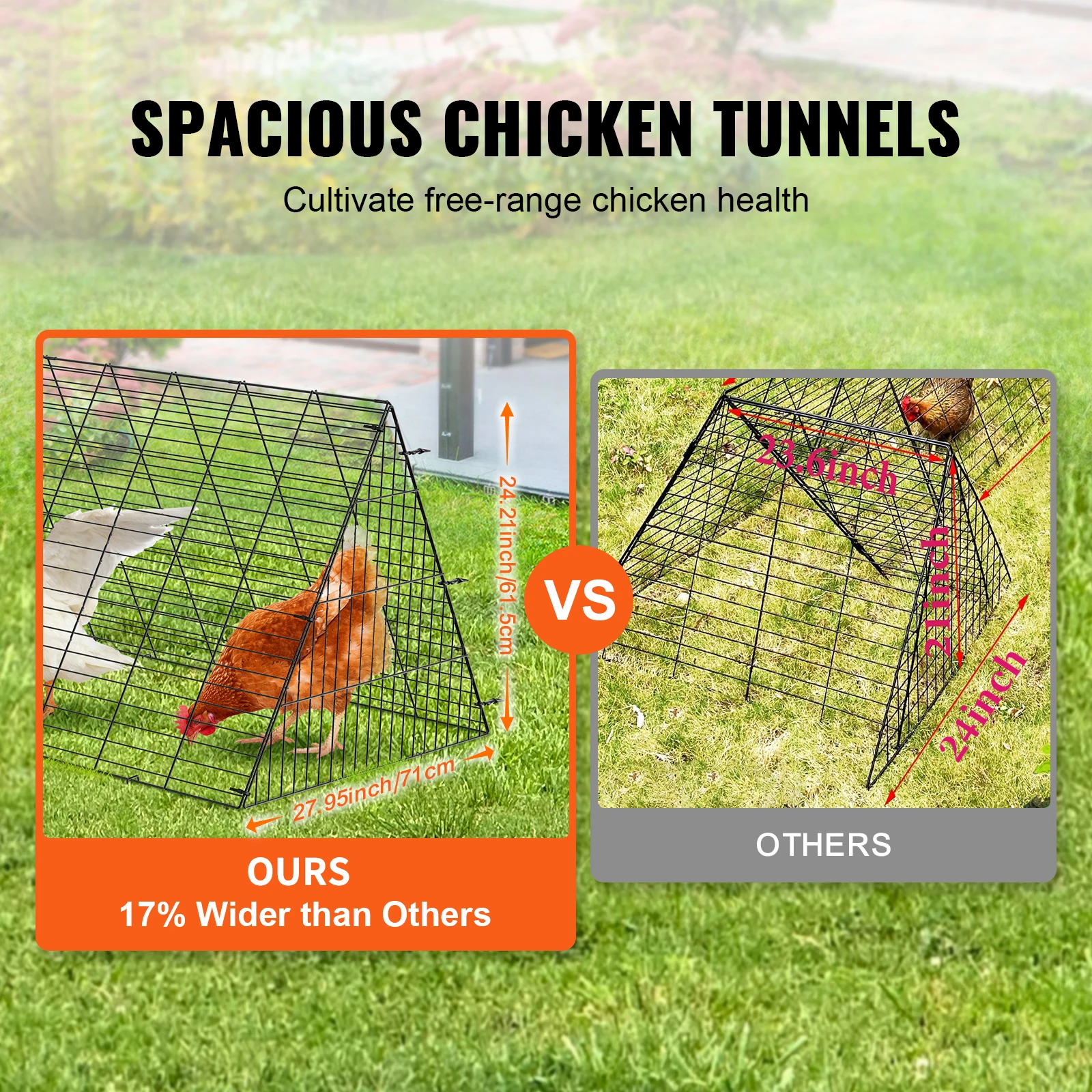 Chicken Tunnels 157.5 x 39.4 x 24.2 in Chicken Tunnels for Yard Portable Chicken Tunnels for Outside Corner Frames - Image 3