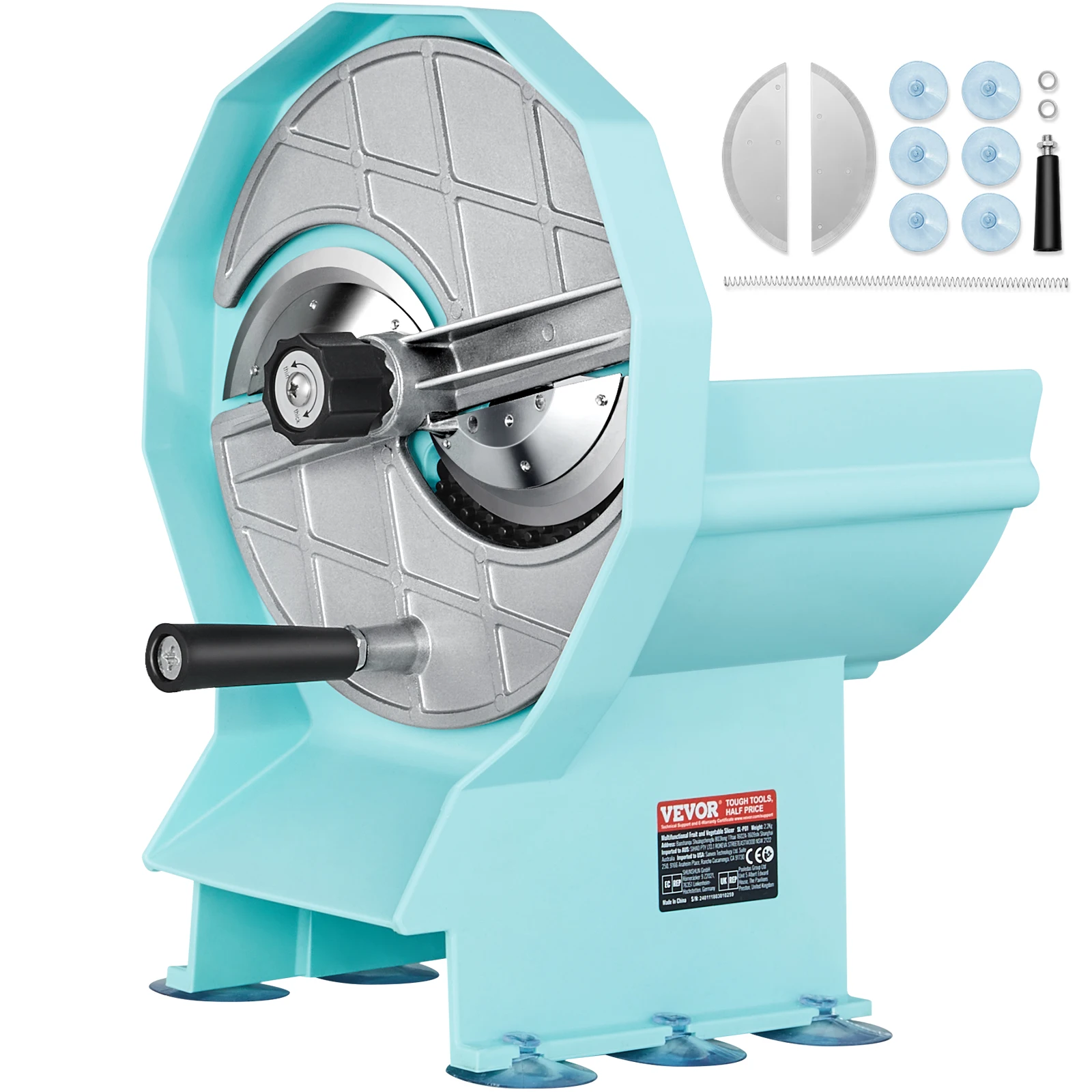Manual Vegetable Fruit Slicer 0-0.5"/0-12mm Adjustable Commercial Slicer Machine Stainless Steel Blade Food Cutter