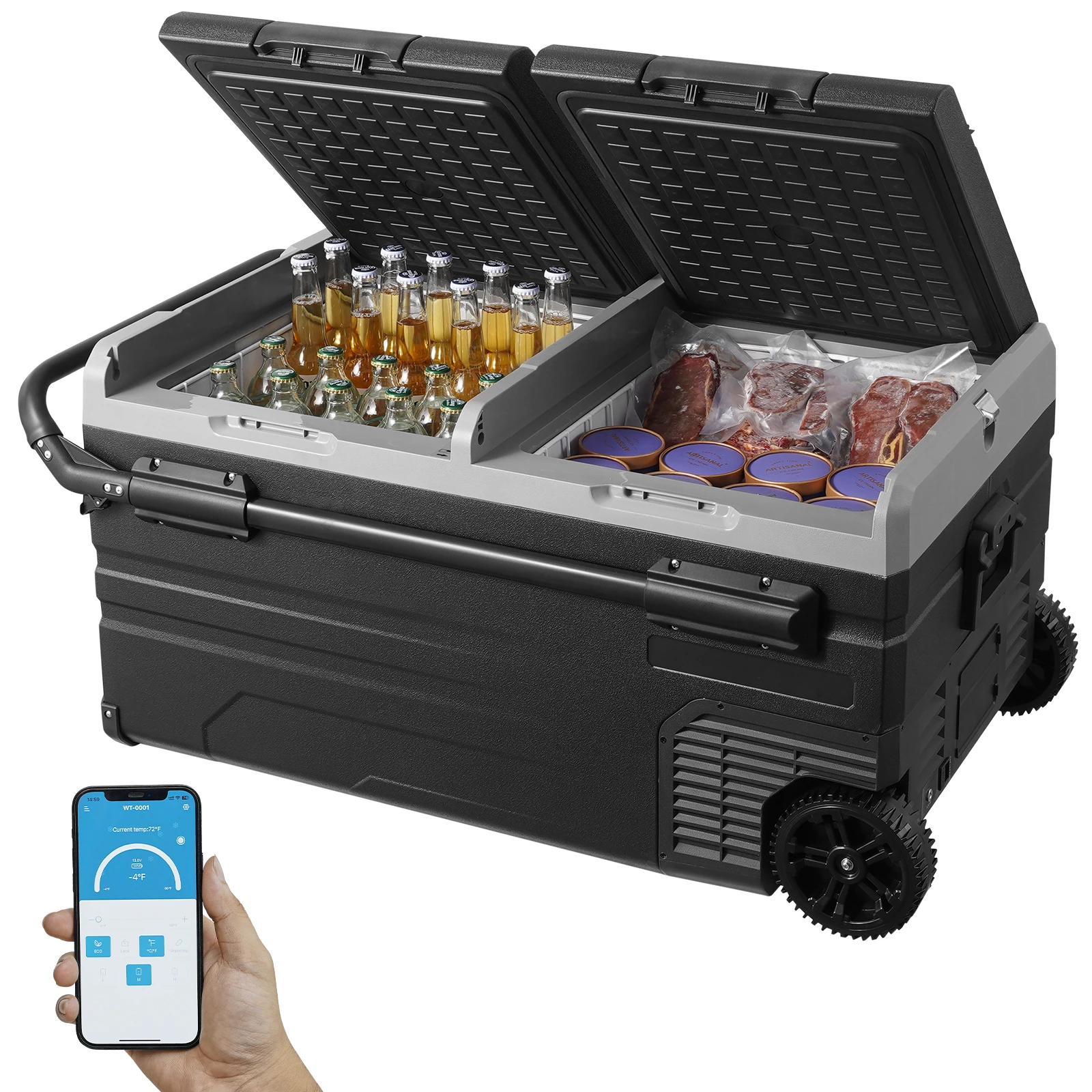75L 95L Small Car Fridge Portable Mini Dual Storage Zone Refrigerator Compressor Truck Freezer Cooler for Home Use - Image 2