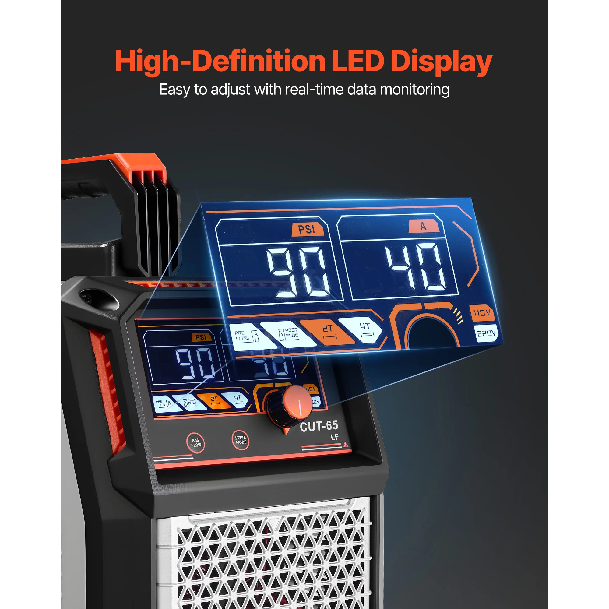 Plasma Cutter 65A Non-Touch Pilot Arc Plasma Cutting Machine Non-High Frequency-with 2T/4T Function &Adjustable PT Time - Image 5