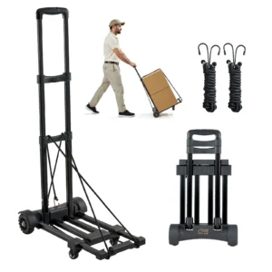 290LBS Folding Hand Truck Collapsible Luggage Cart with 4 Wheels & Expandable Base Platform Dolly for Cargo Moving