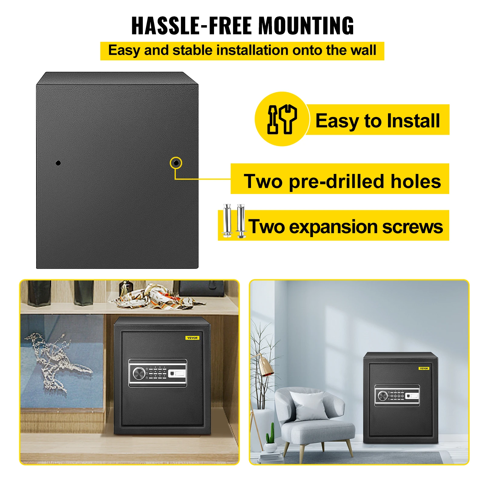 Fingerprint Locks Safe Deposit Box 1.7 Cubic Feet Digital Electronic Secret Hidden Piggy Bank for Jewelry Money Guns - Image 6