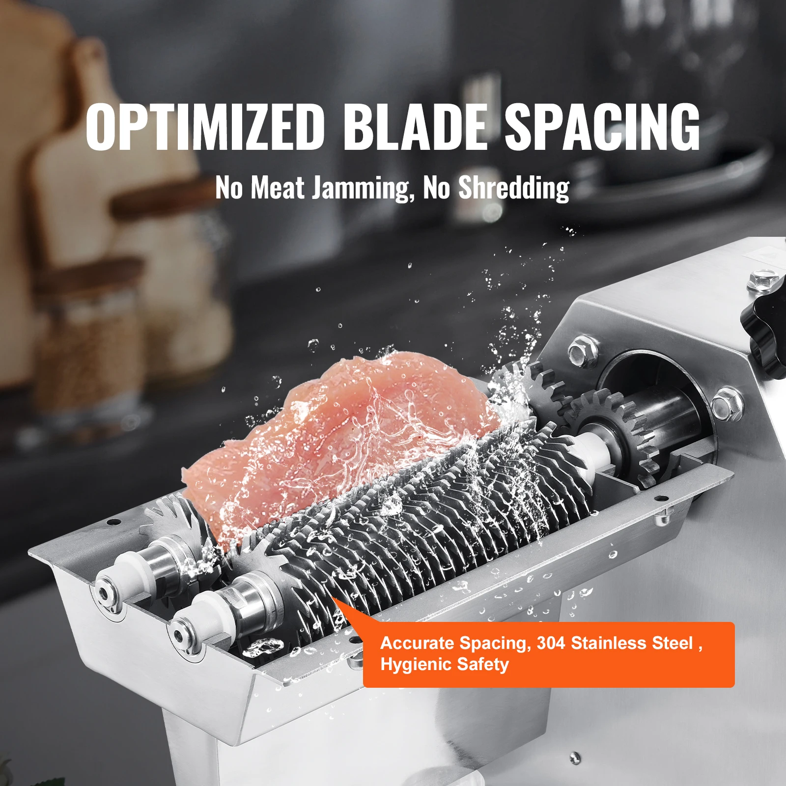 Commercial Meat Tenderizer Heavy Duty 304 Stainless Steel Kitchen Tool with Meat Tong Cleaning Brush and Meat Machine - Image 3