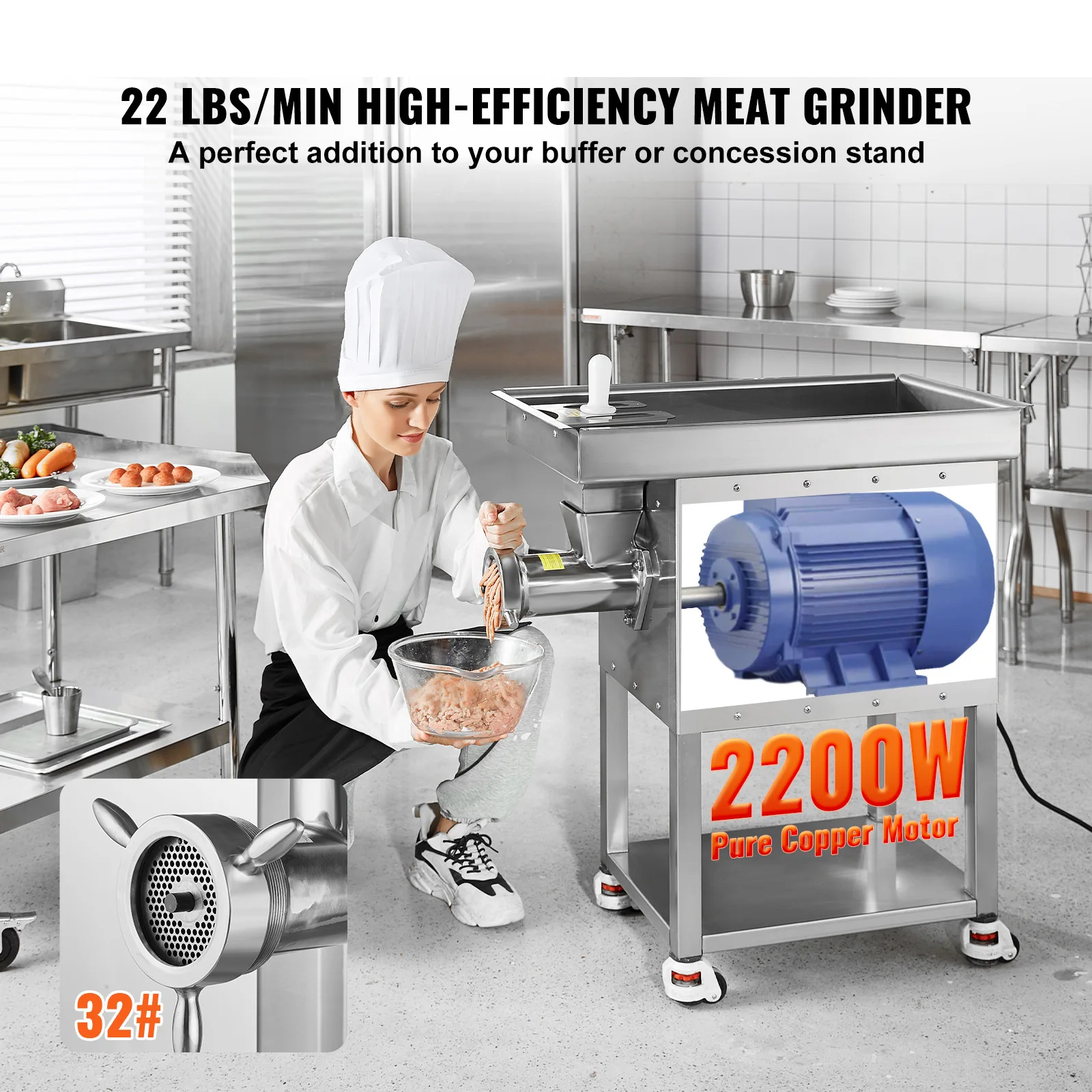 Meat Grinder 22 Lbs/Min Capacity Electric Meat Grinders w/ Blade Grinding Plate Sausage Maker for Kitchen Home Use - Image 4