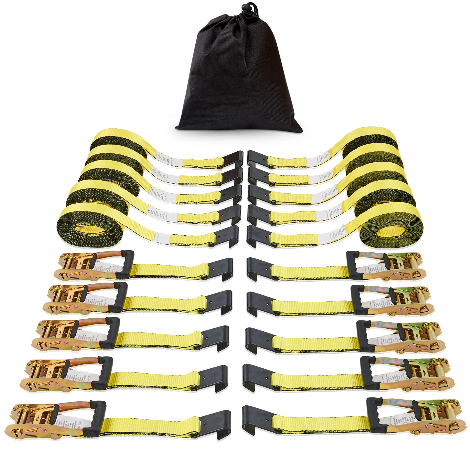 10pcs 10000Lbs Ratchet Tie Down Straps Ratchet with Heavy Track Spring Fittings for Moving Securing Cargo Motorcycle