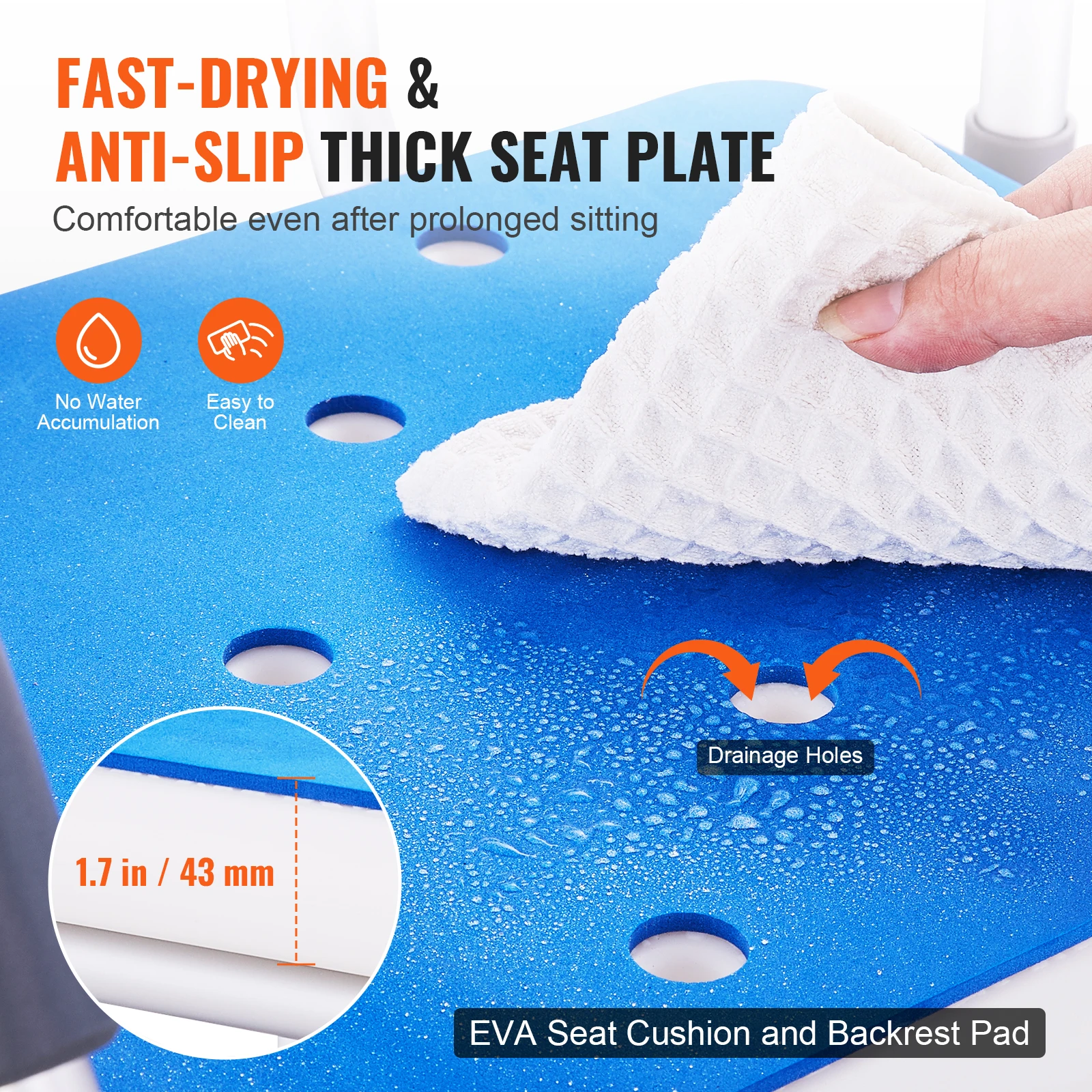 Swivel Shower Chair 360 Degree Adjustable with Armrest and Backrest for Shower or Bathtub Non-Slip for Elderly Disabled - Image 7