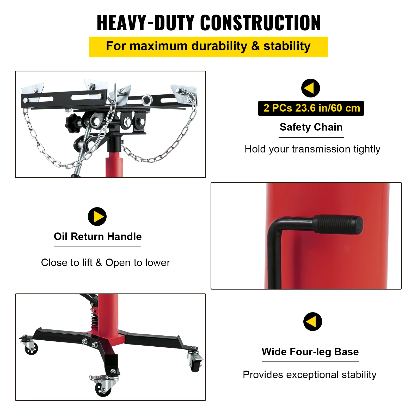 Transmission Jack, Hydraulic Telescopic Transmission Jack 2-Stage Floor Jack Stand with Foot Pedal, Fit for Garage/Shop - Image 6