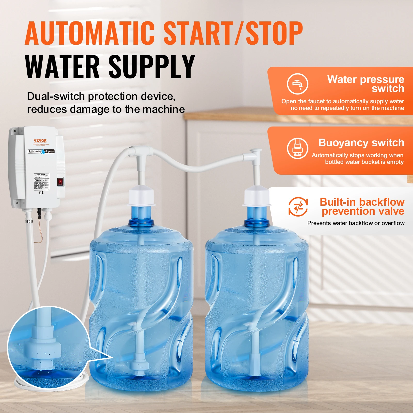 2x5Gal Bottled Water Dispenser Pump System Dispensing System Auto Electric Water Dispenser Double-Pipe Water Jug Pump - Image 4